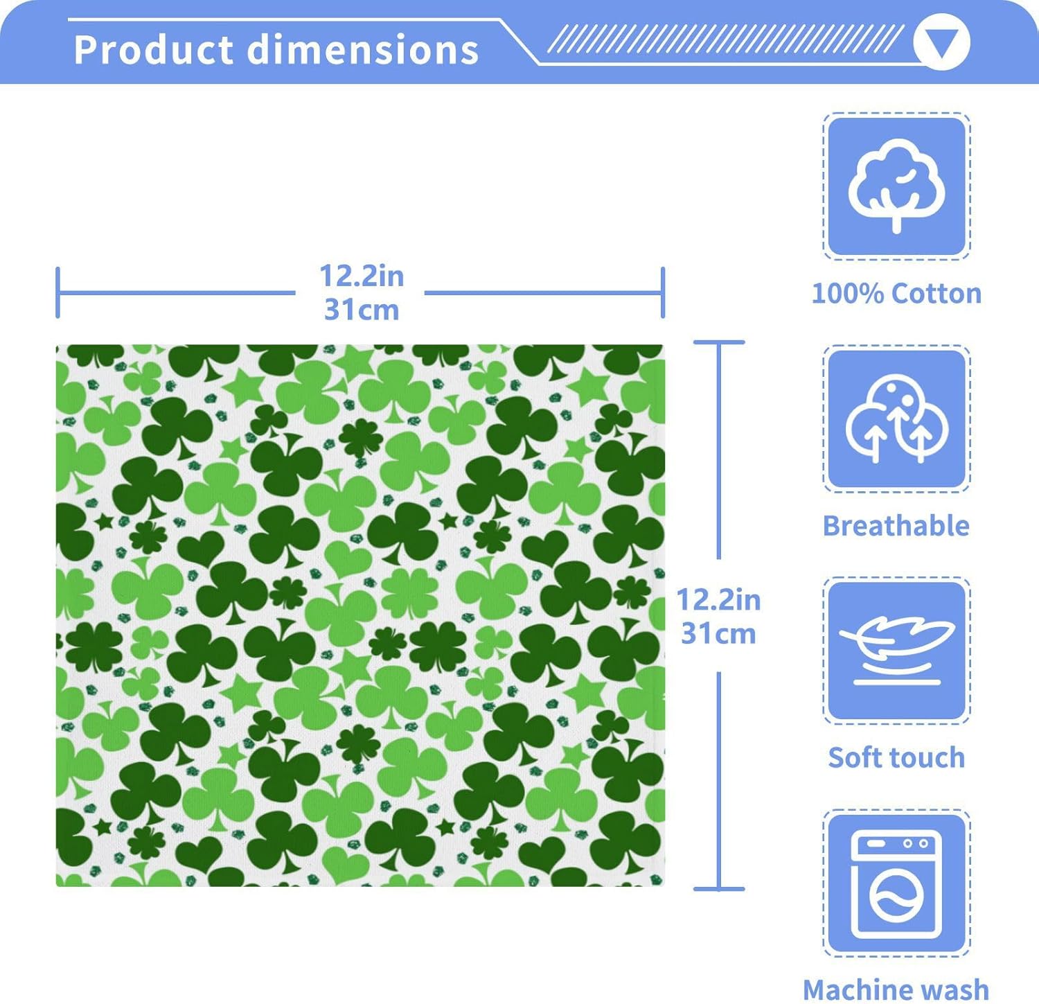 St Patricks Day Clover Washcloth Towels