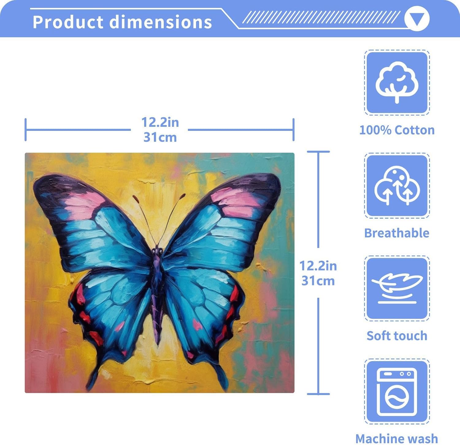 YETTASBIN Butterfly Washcloths 2 Pack - Soft Absorbent Cotton Towels