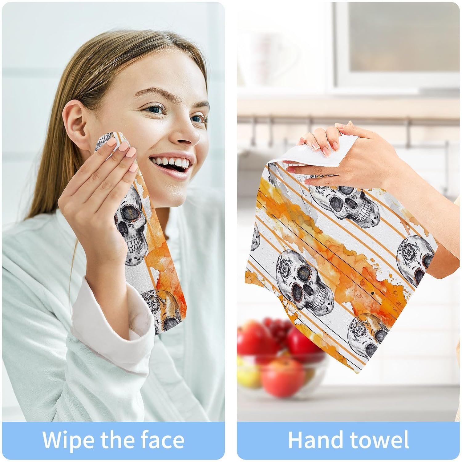 Yettasbin Skull Washcloth 2 Pack Soft Cotton Baby Face Towels
