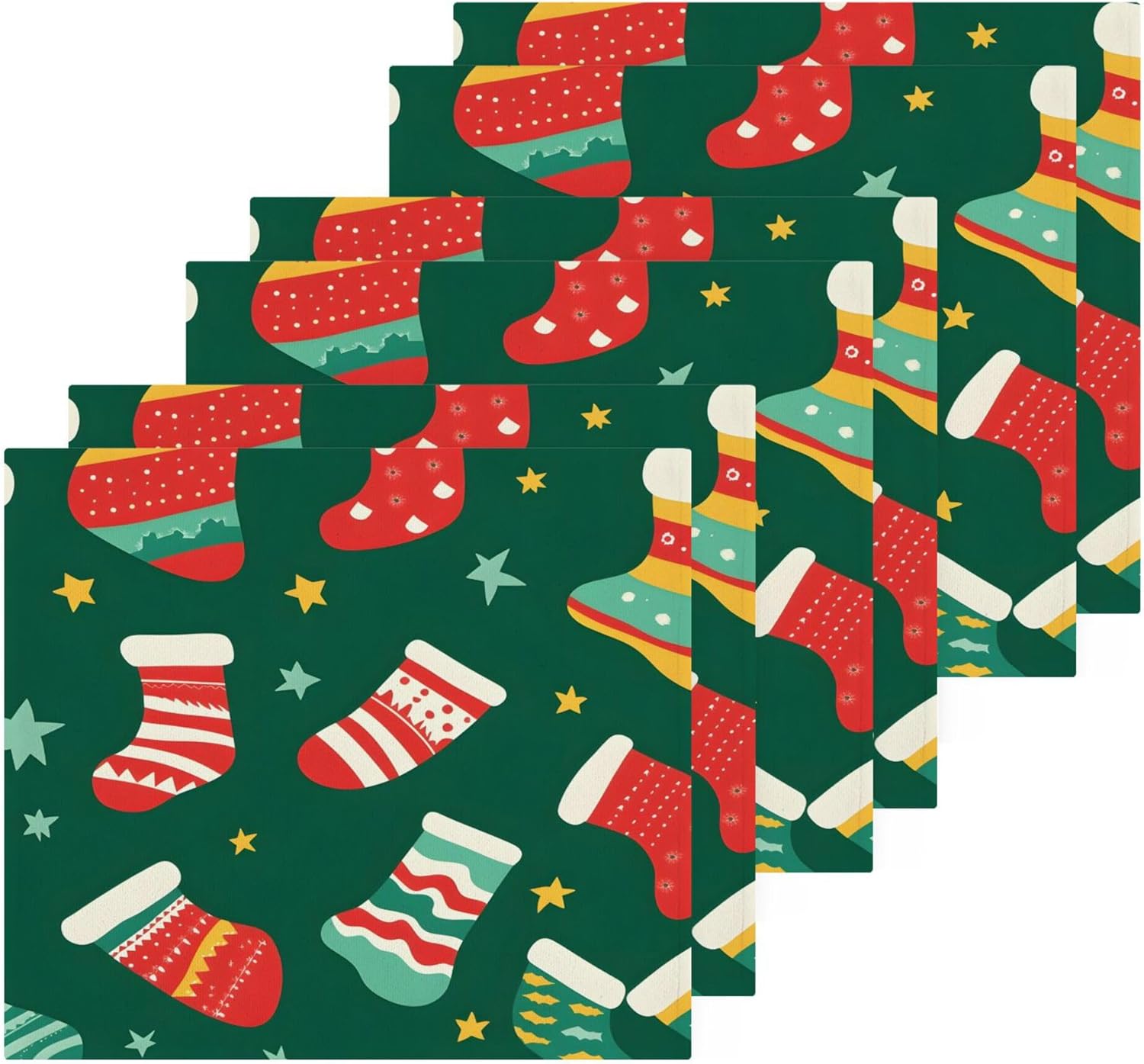 Festive Xigua Christmas Socks Washcloths