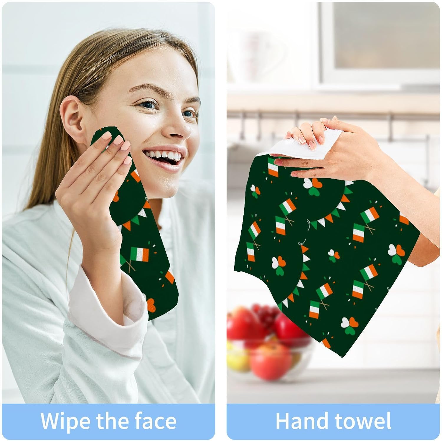 St Patricks Shamrock Washcloths 2-Pack