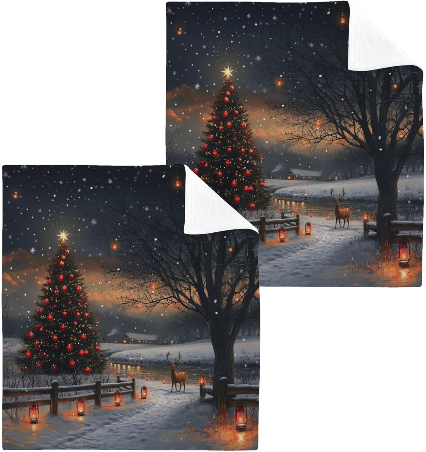 Xigua Christmas Tree Washcloth Set for Home Kitchen