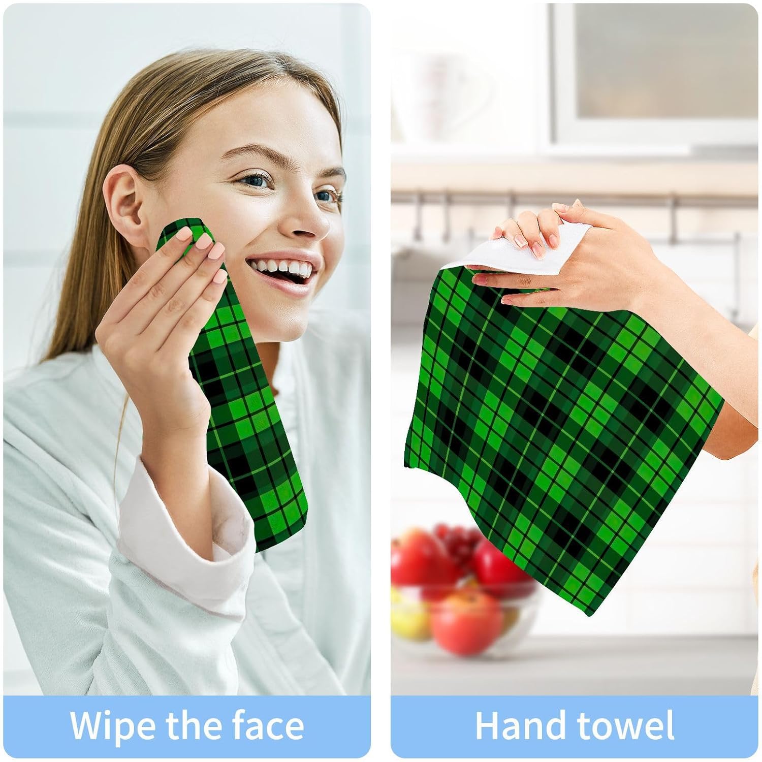 Reusable Buffalo Plaid Soft Cotton Face Towels