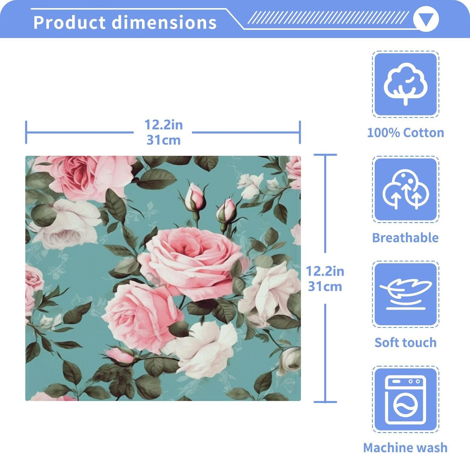 Pretty Rose Pink Reusable Washcloth Set Soft Cotton Face Towel