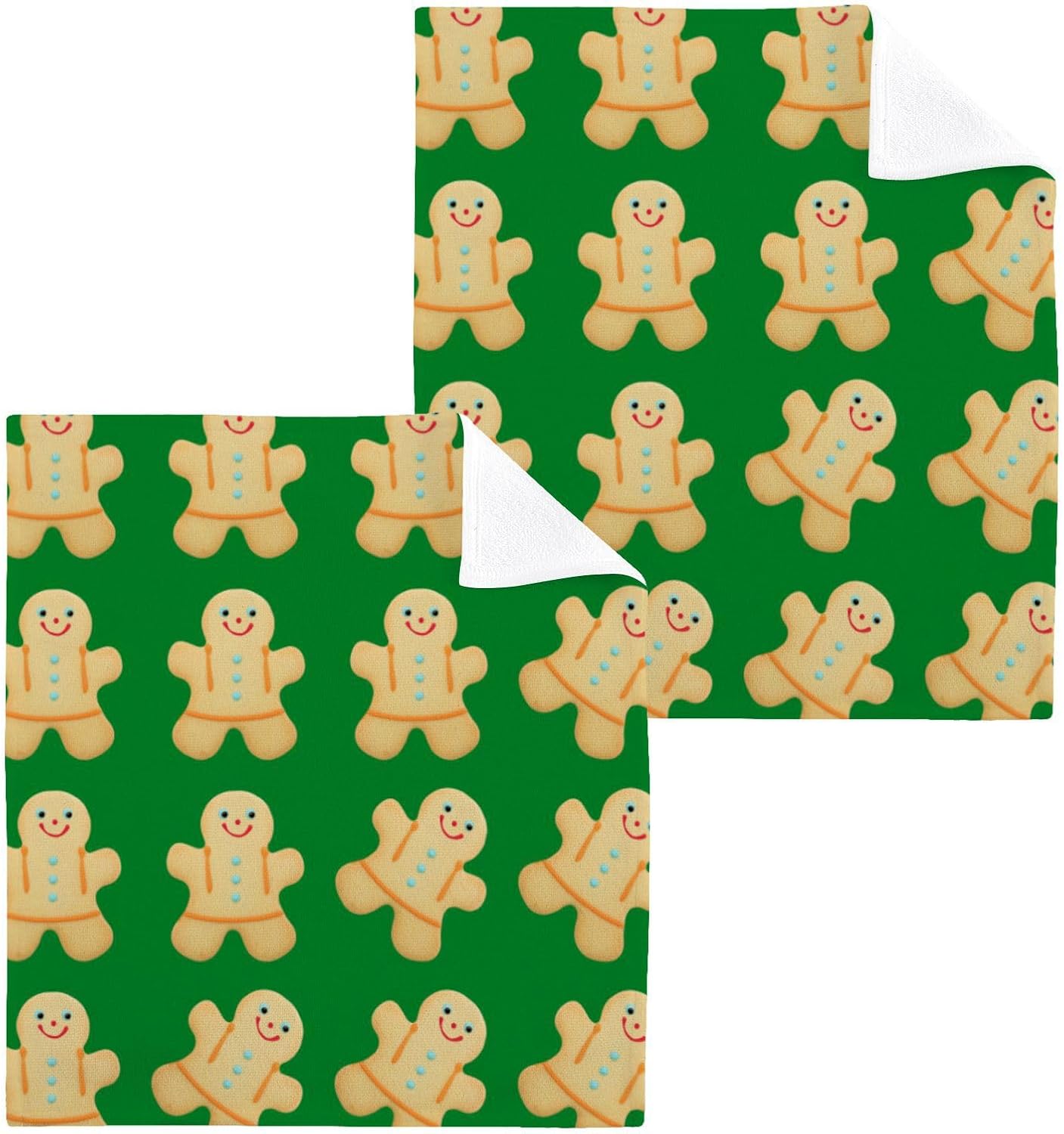 Christmas Gingerbread Man Washcloths 2-Pack