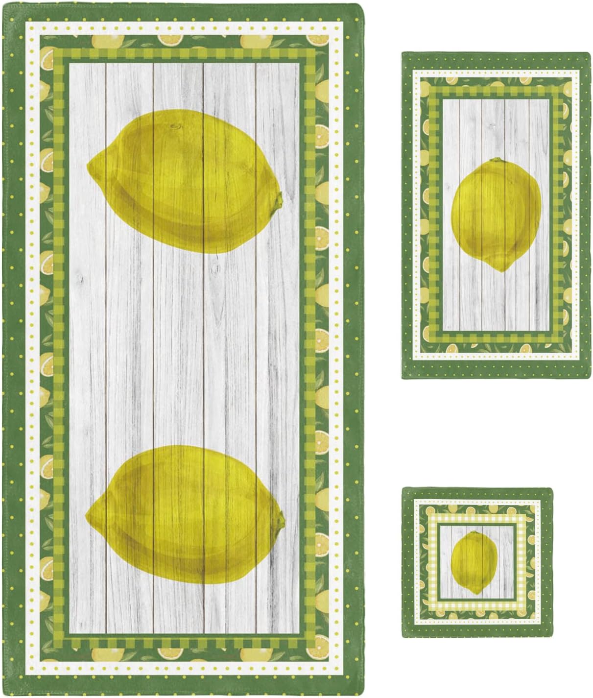 Start Your Summer with Shine-Home Lemon Polka Dot Buffalo Check Towels Set