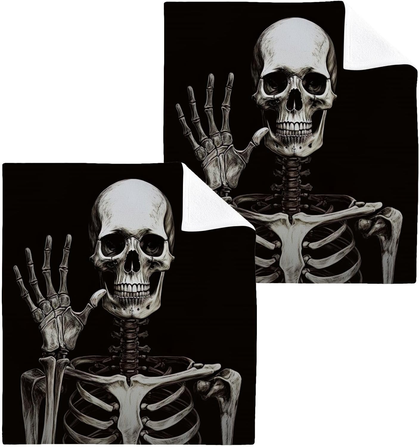 YettasBIN Skeleton Washcloth 2-Piece Set