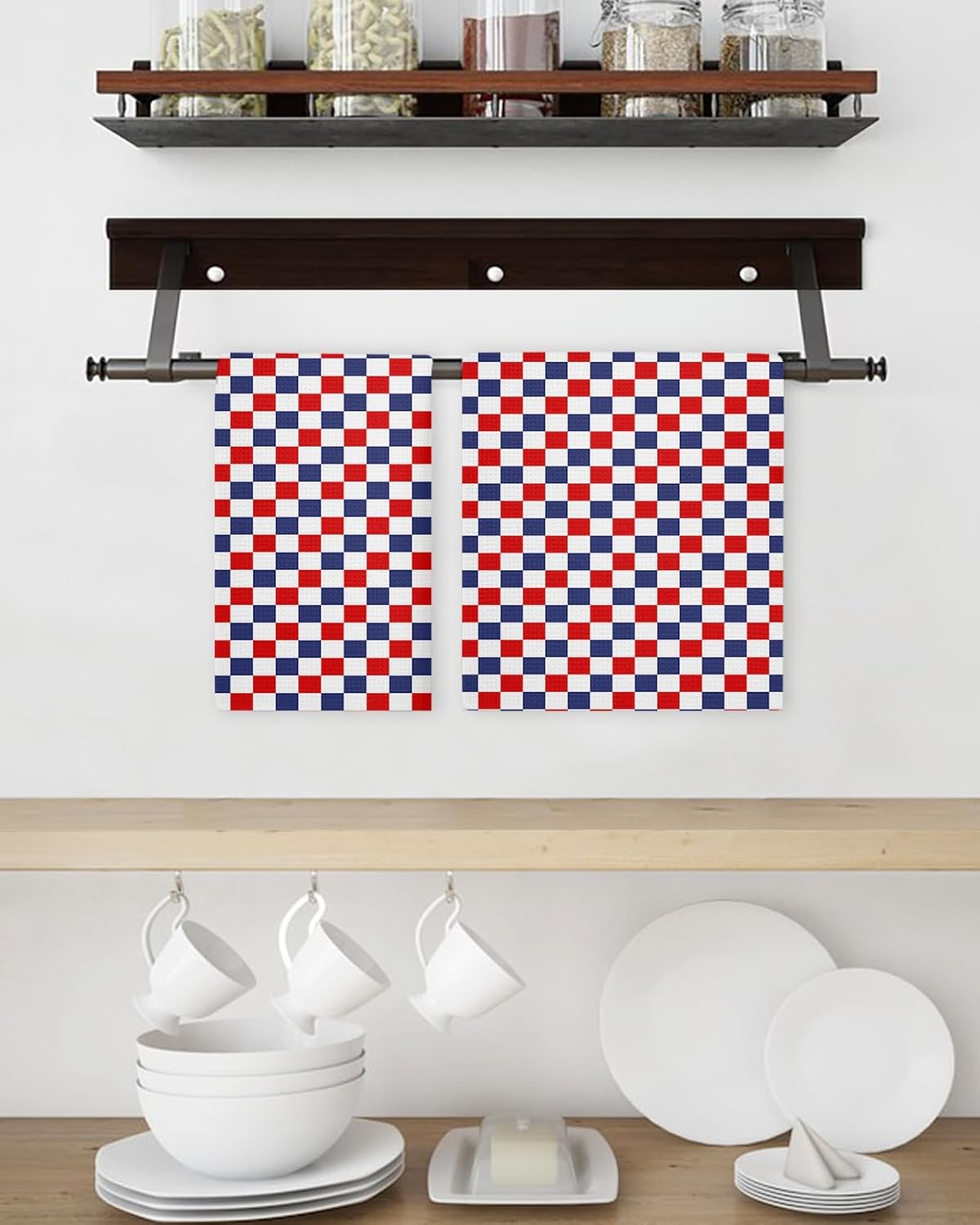Checkered Flag Waffle Kitchen Towels Set of 3