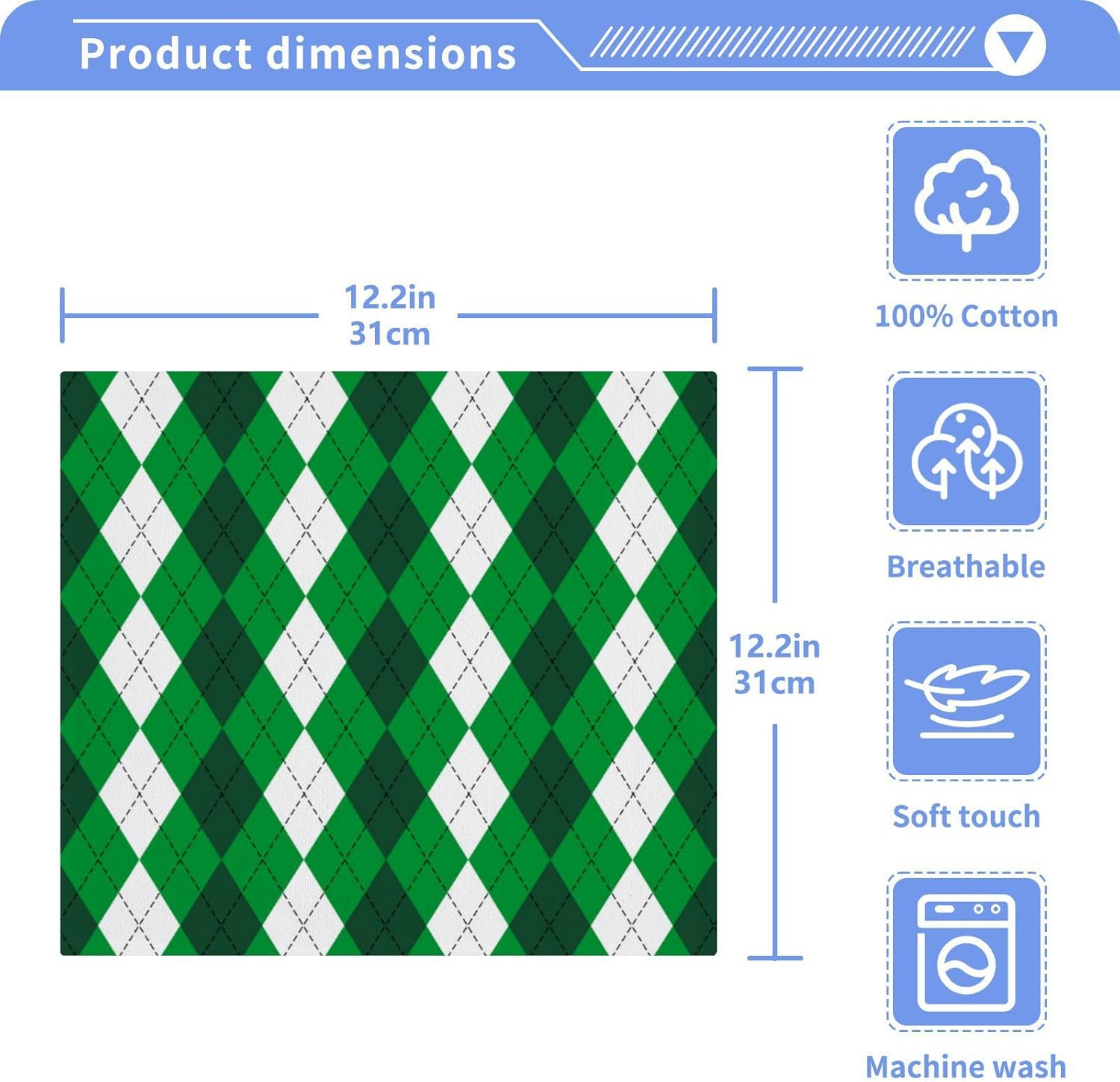 St Patricks Plaid Washcloth Set Soft PAK 2-Pack