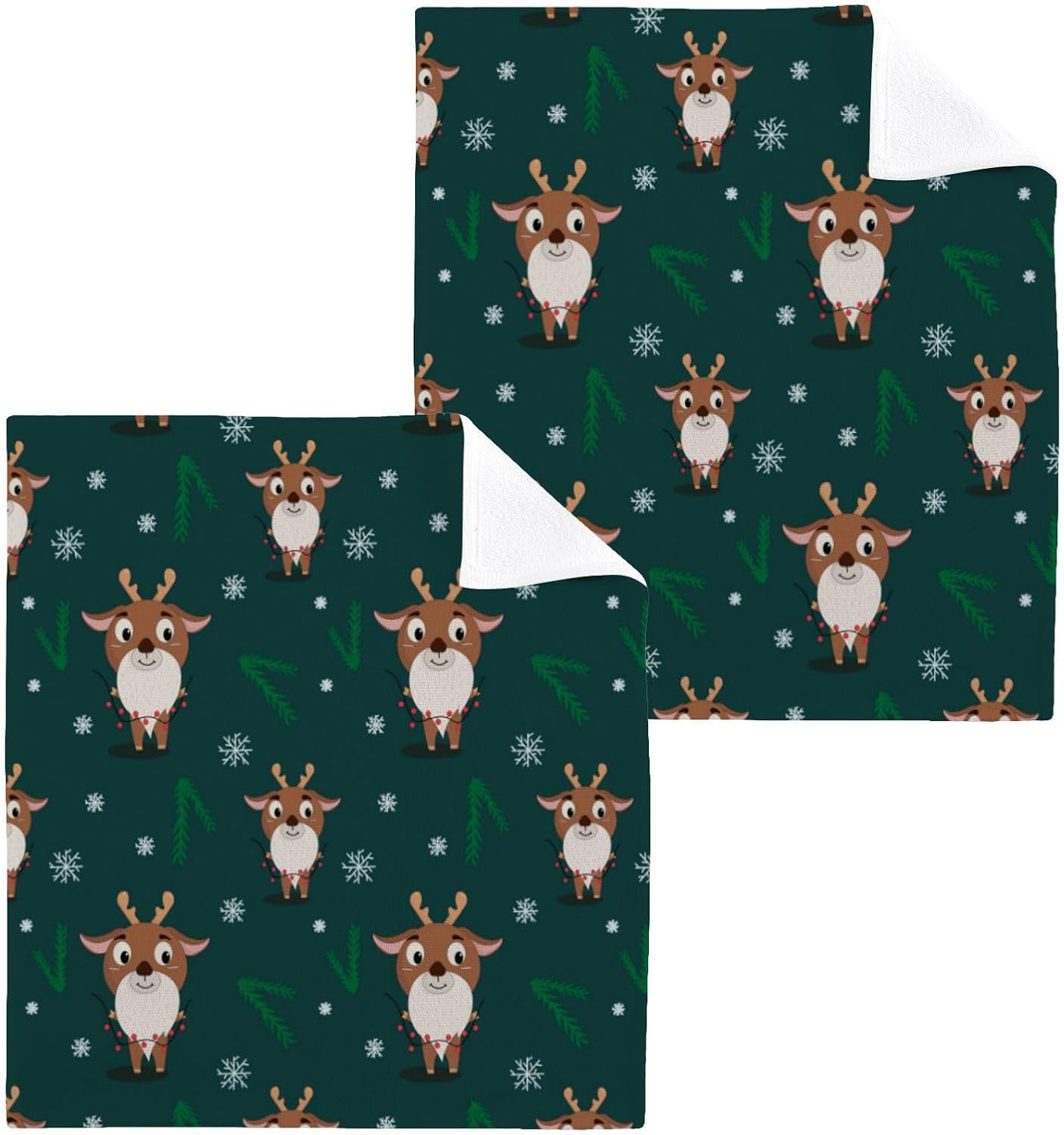 HOLIDAY REINDEER WAVY Washcloths