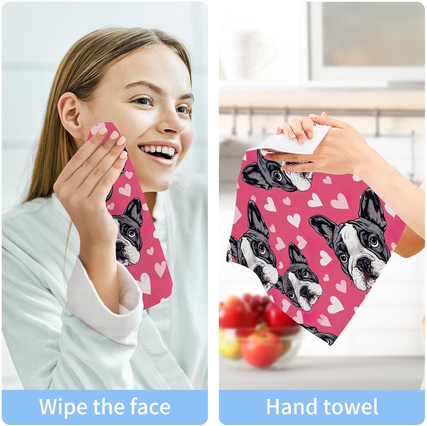 French Bulldog Washcloths 2 Pack Soft Cotton Towels for Bath Spa