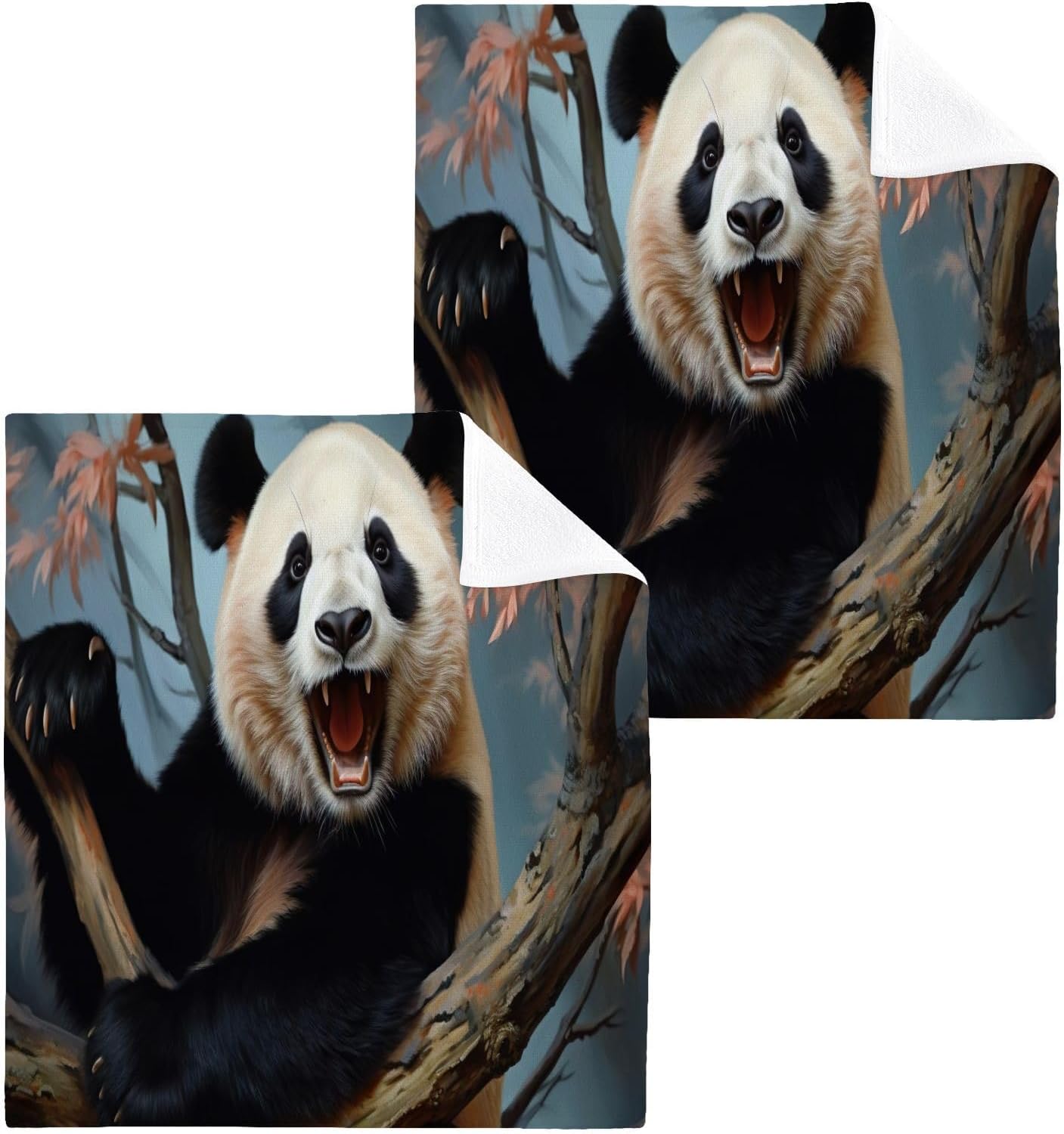 YETTASBINPanda Washcloths 2 Pack Soft Reusable Towels