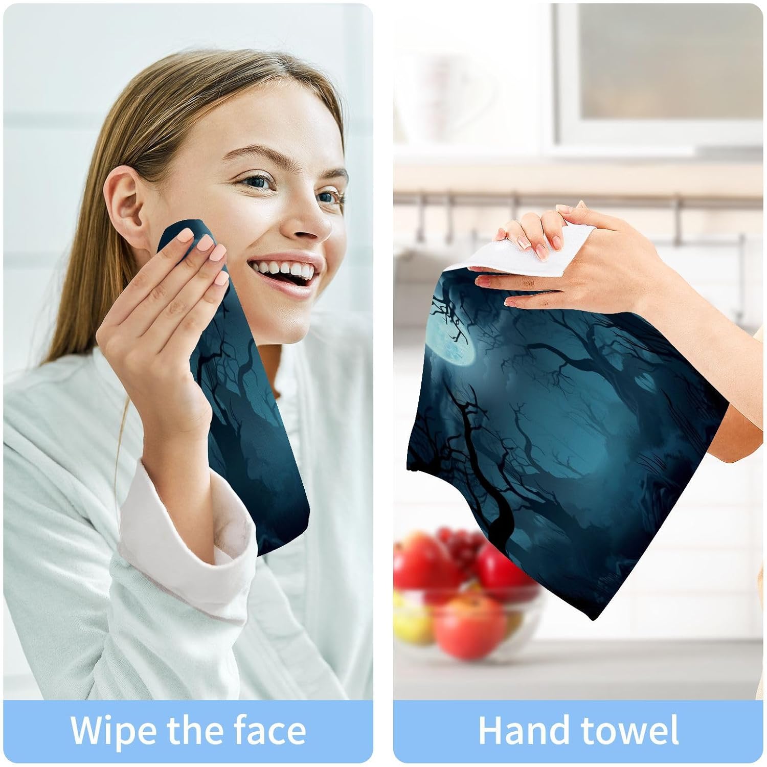 Scary Forest Washcloths 2-Pack Soft Reusable 12x12