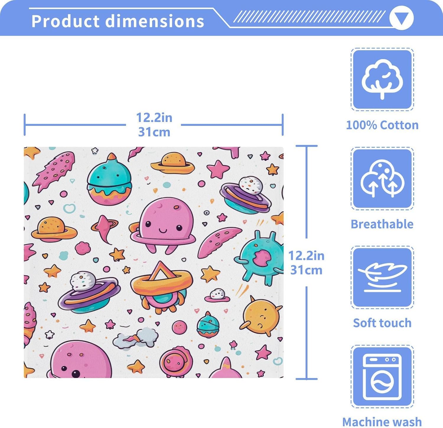 Cartoon Planet Washcloth Set