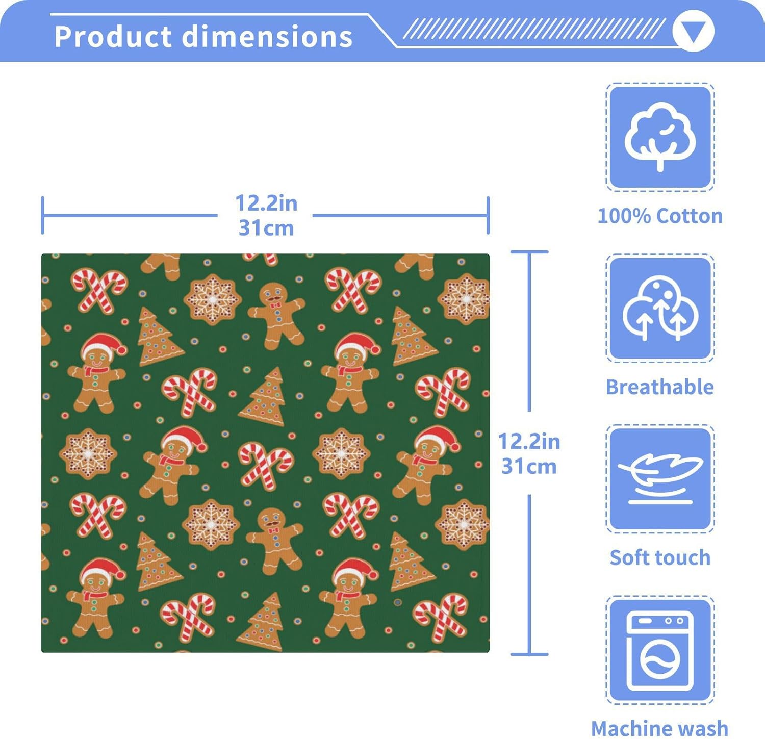 YETTASBIN Christmas Gingerbread Man Washcloths 2 Pack