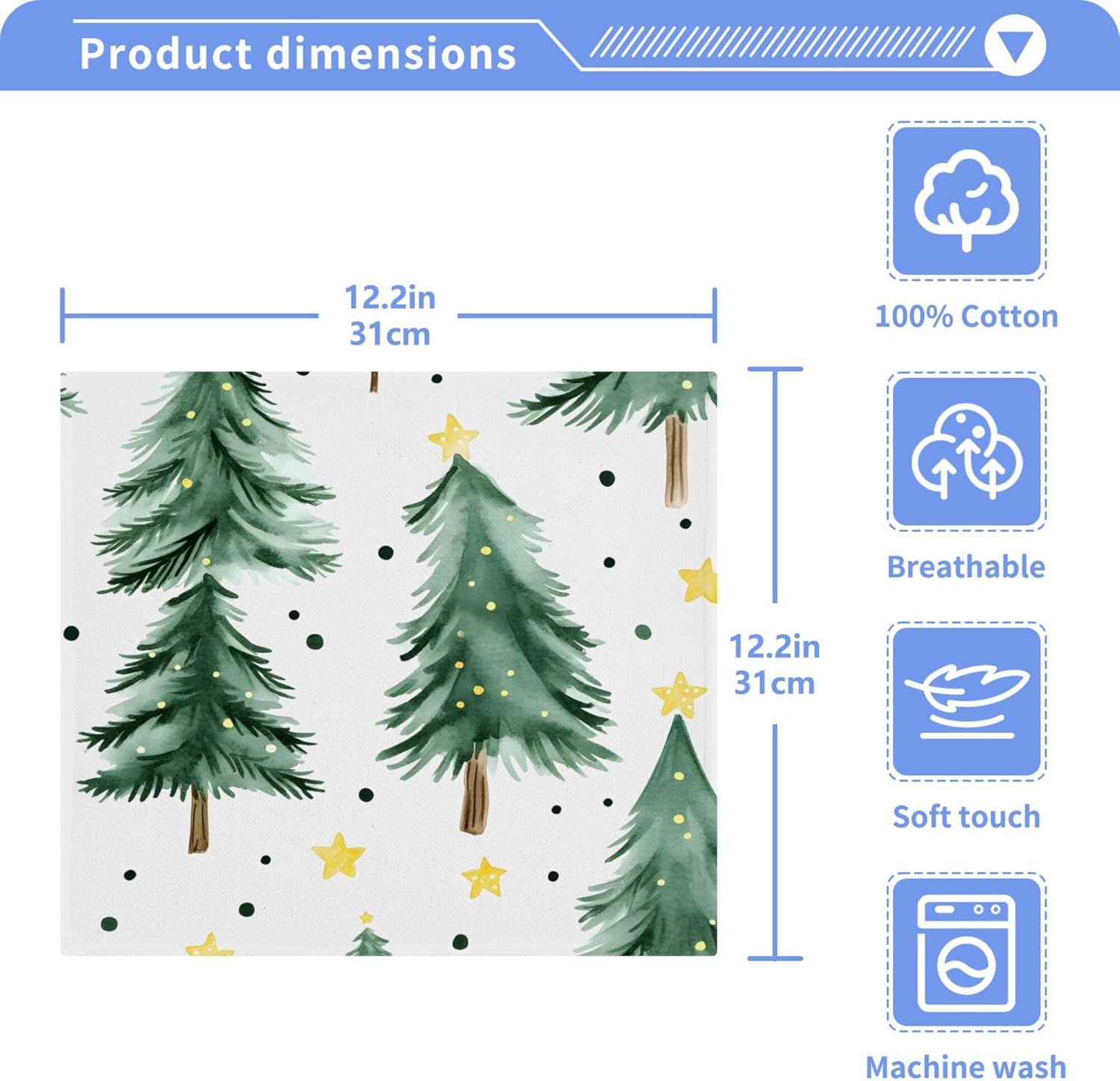 Xigua Christmas Tree Washcloth Set - Fast Drying Multi-Purpose Towels
