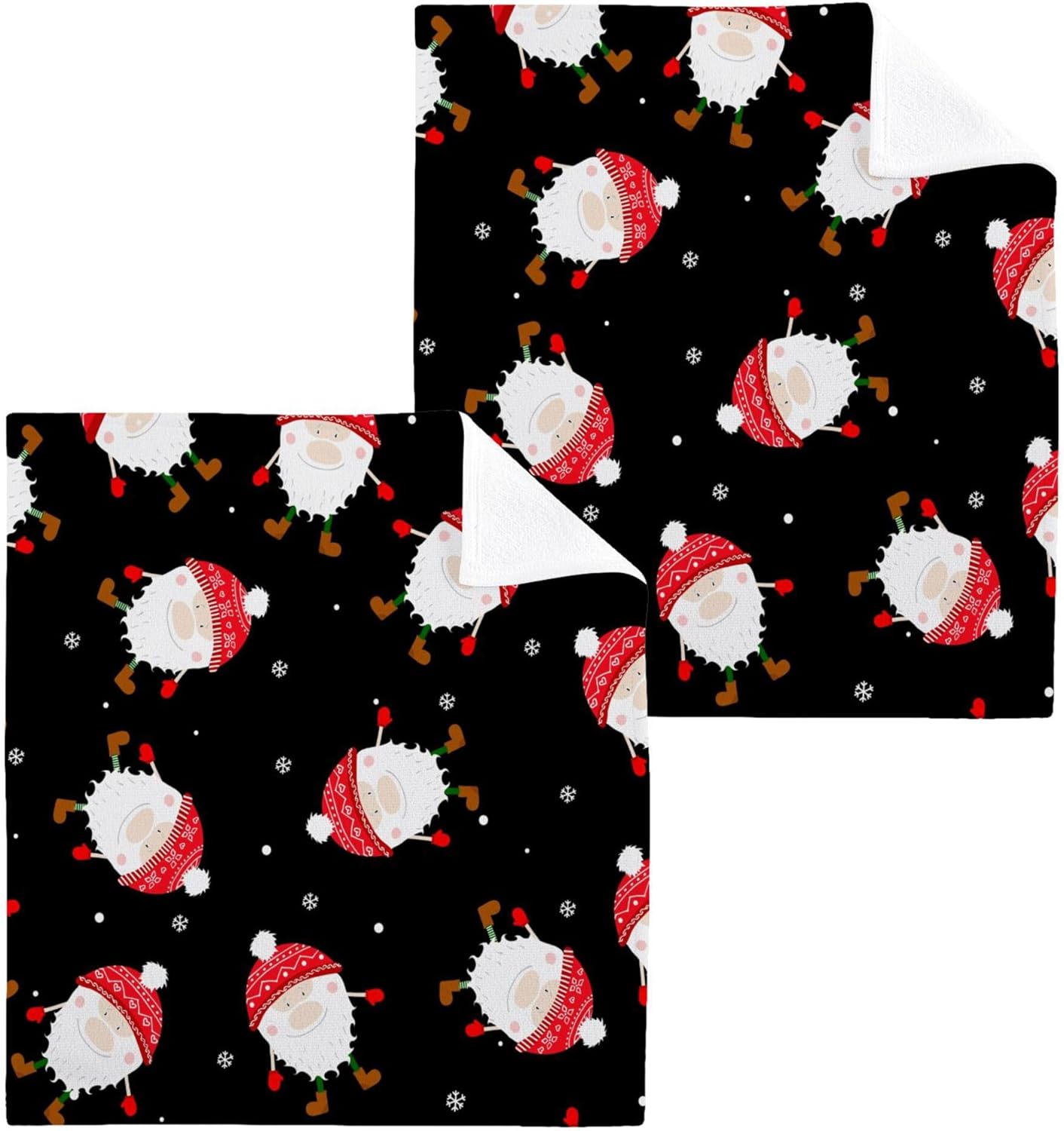 Xigua Christmas Gnomes Washcloths Set of 2 - 12 x 12 Inch 1