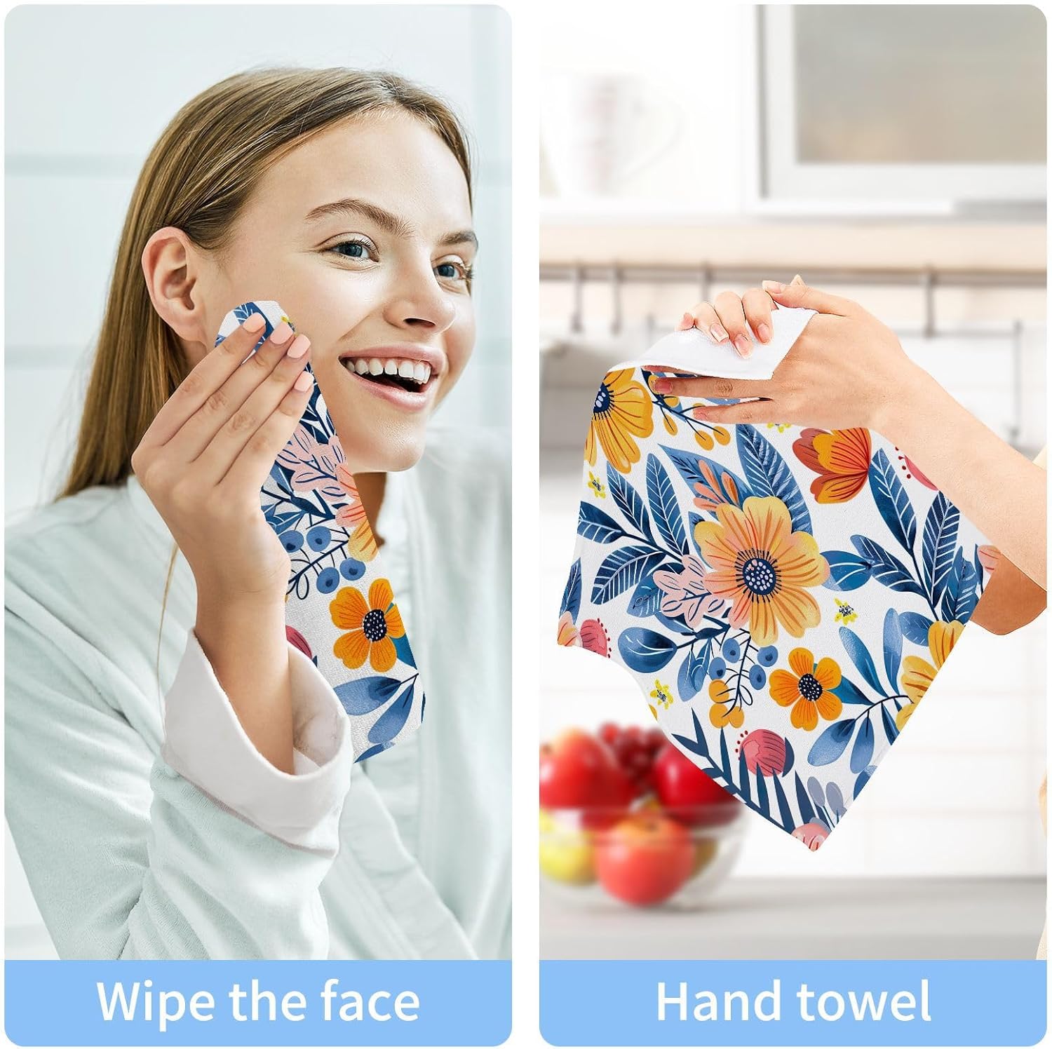 Flower Twig Washcloth Set for Babies 2-Pack Soft Reusable 12x12 Inch