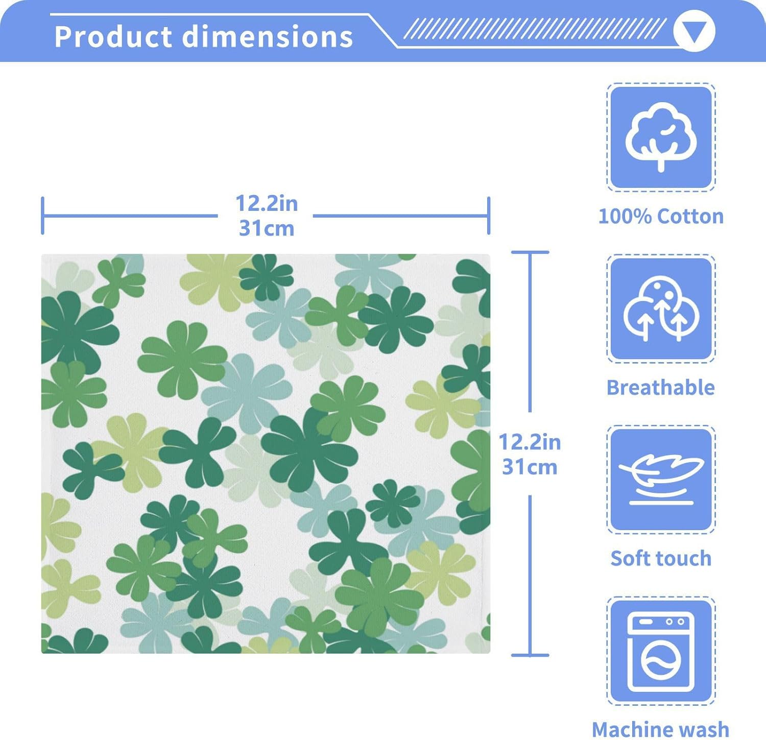 St Patricks Day Shamrock Soft Cotton Washcloths 2-Pack