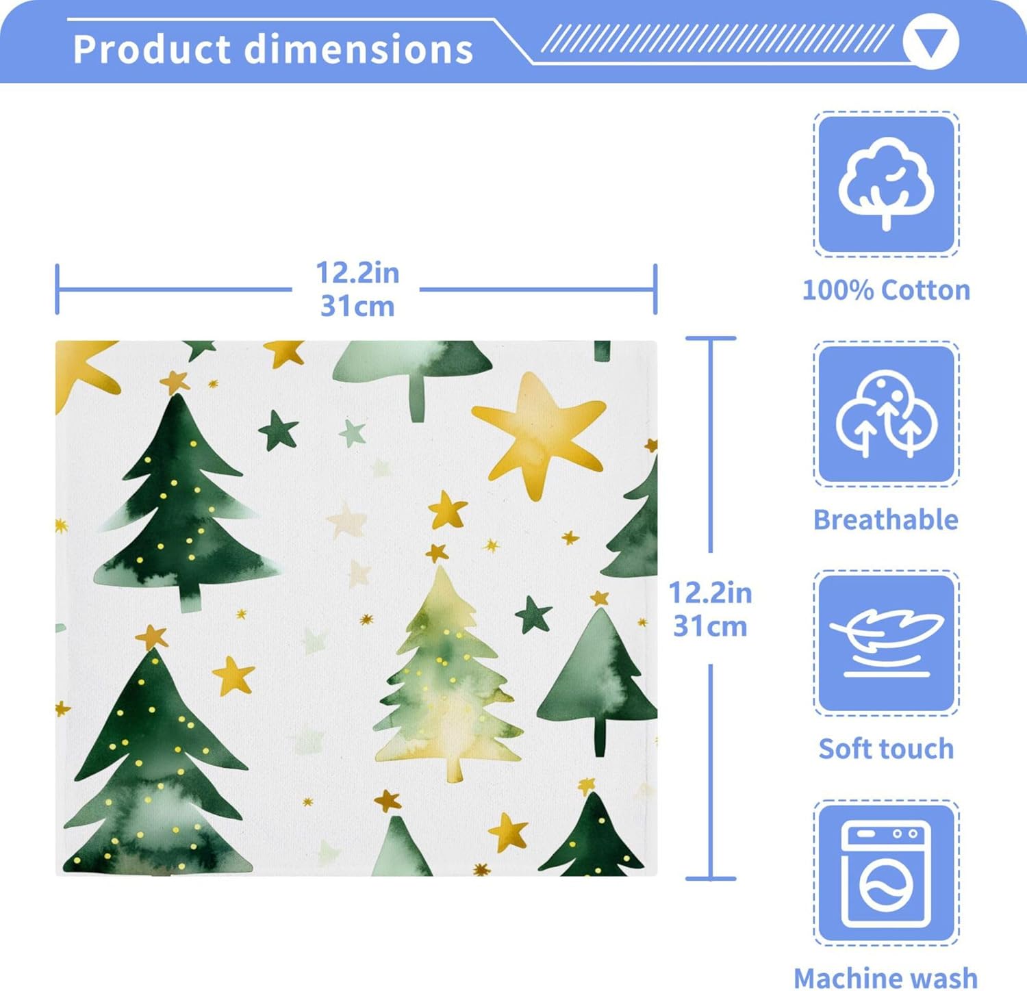 Xigua Christmas Tree Washcloth Set for Bathroom Use