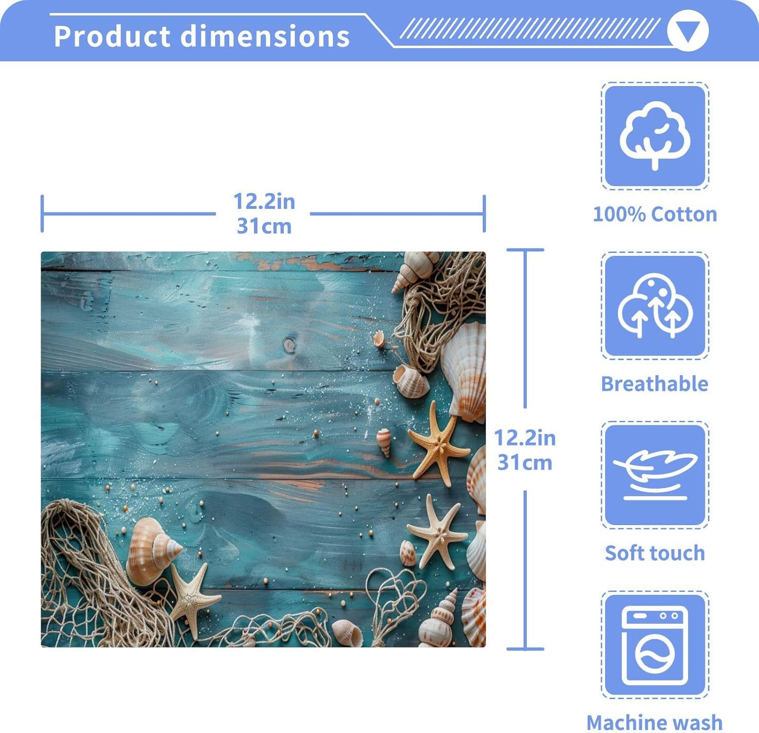 Starfish Washcloth Set- Soft Absorbent Reusable Perfect for Home Travel