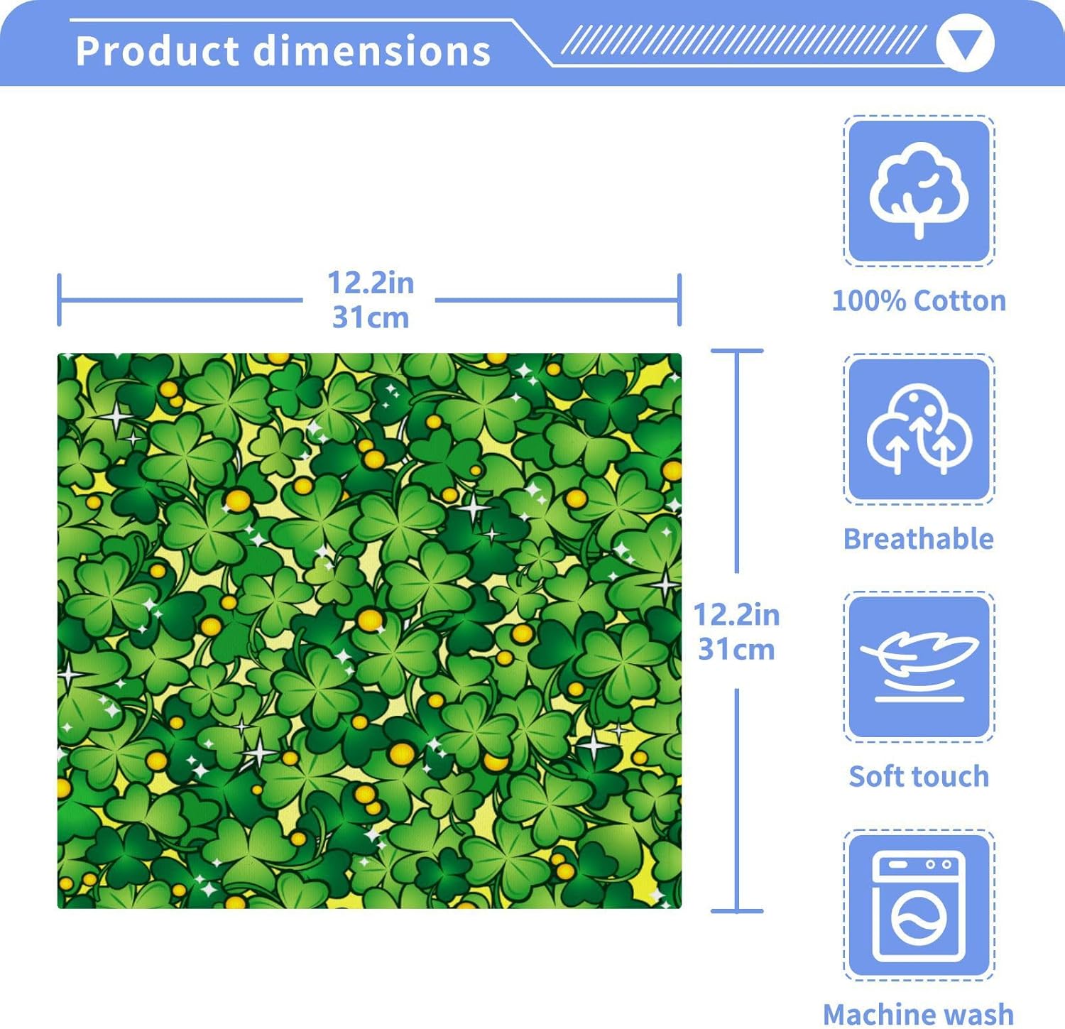 St Patricks Day Shamrock Soft Absorbent Washcloth Set of 2