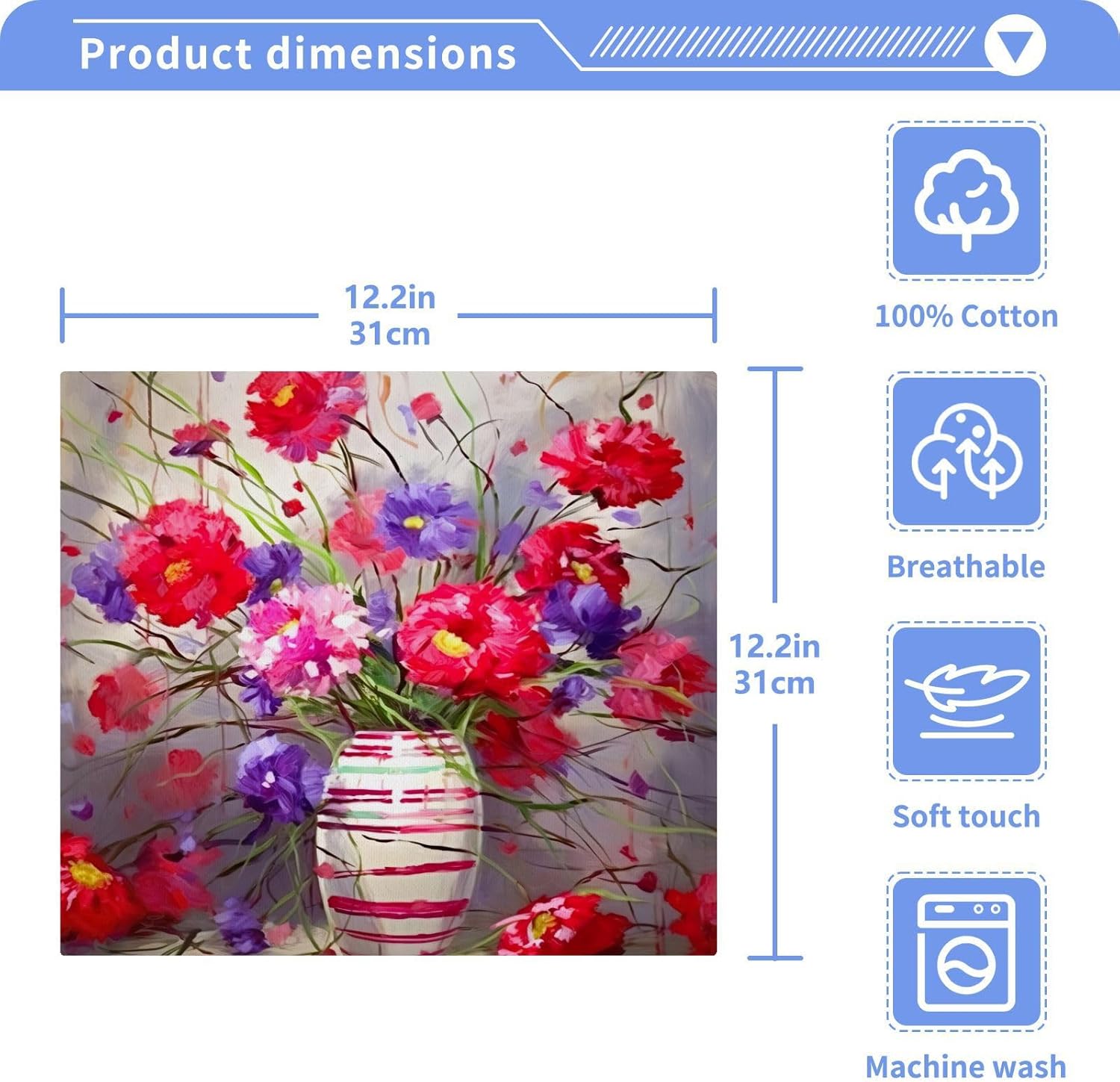 Red Flower Face Towels