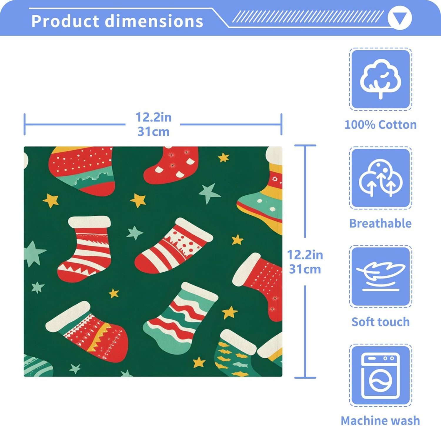Festive Xigua Christmas Socks Washcloths
