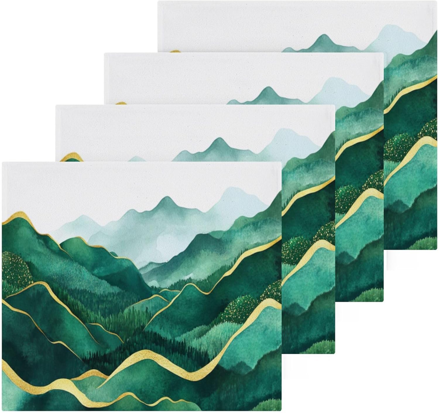 Xigua Green Mountains Washcloths Set of 2 12x12 Inch 1