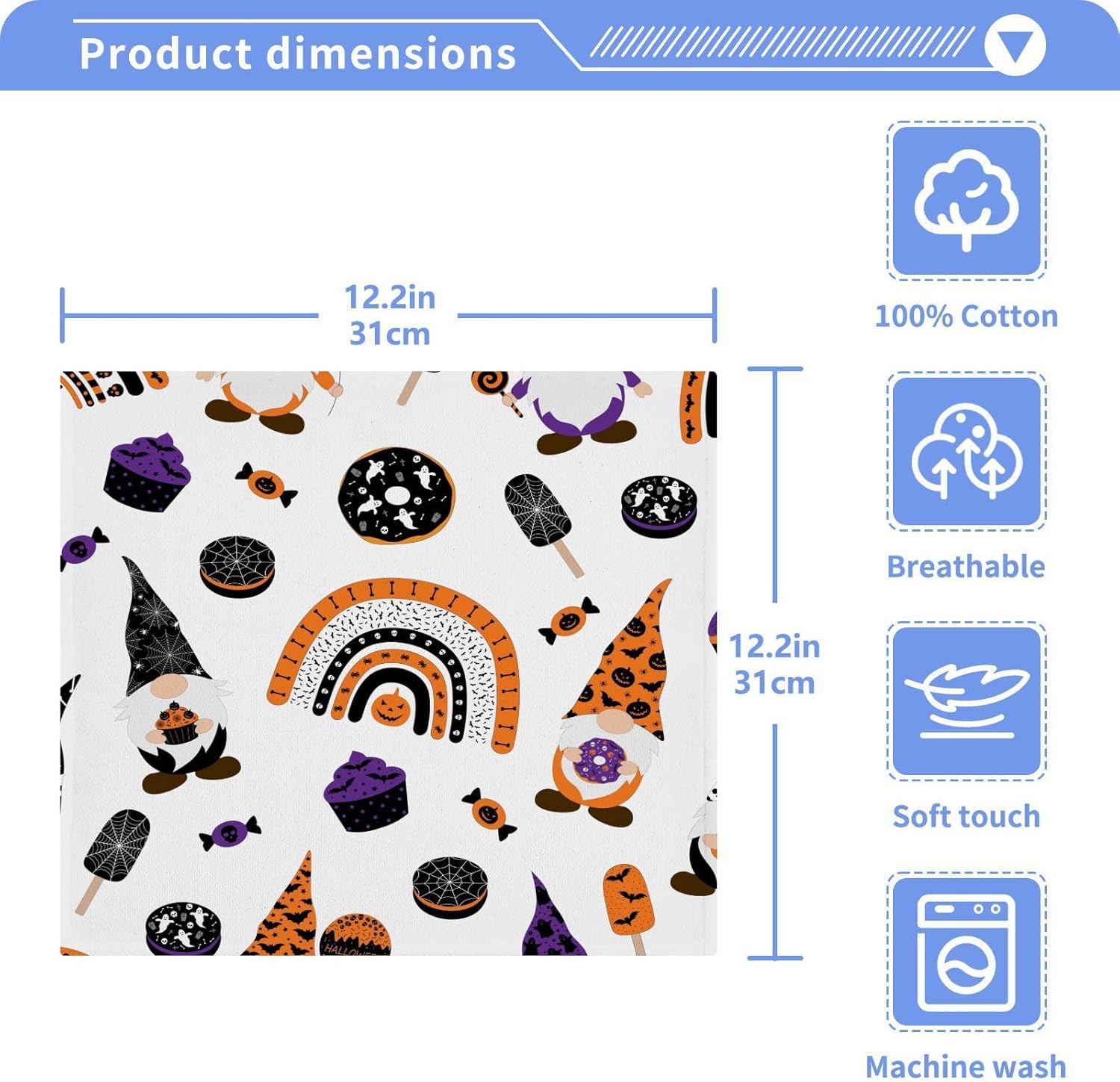 Gnome Washcloth Set for Halloween Soft absorbent 2 pack