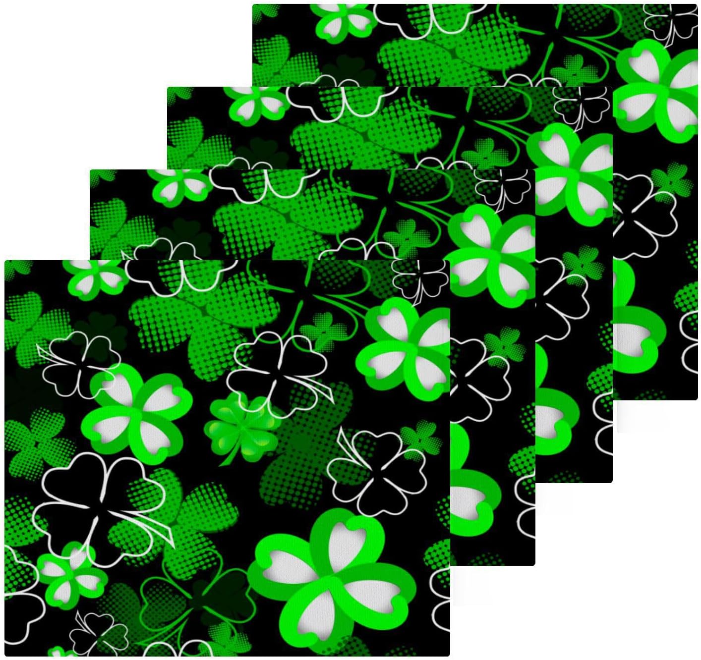 St Patricks Day Clover Washcloth Set - Soft Absorbent Face Towels