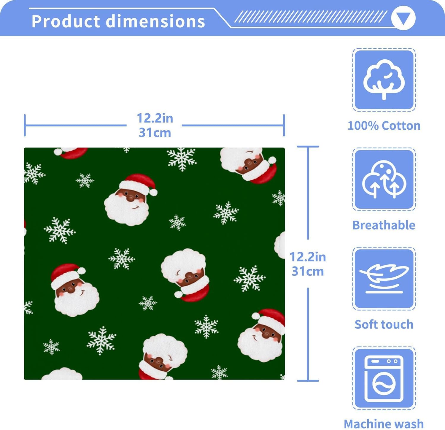 Christmas Santa Claus Washcloths 2 Pack Soft Cotton Towels