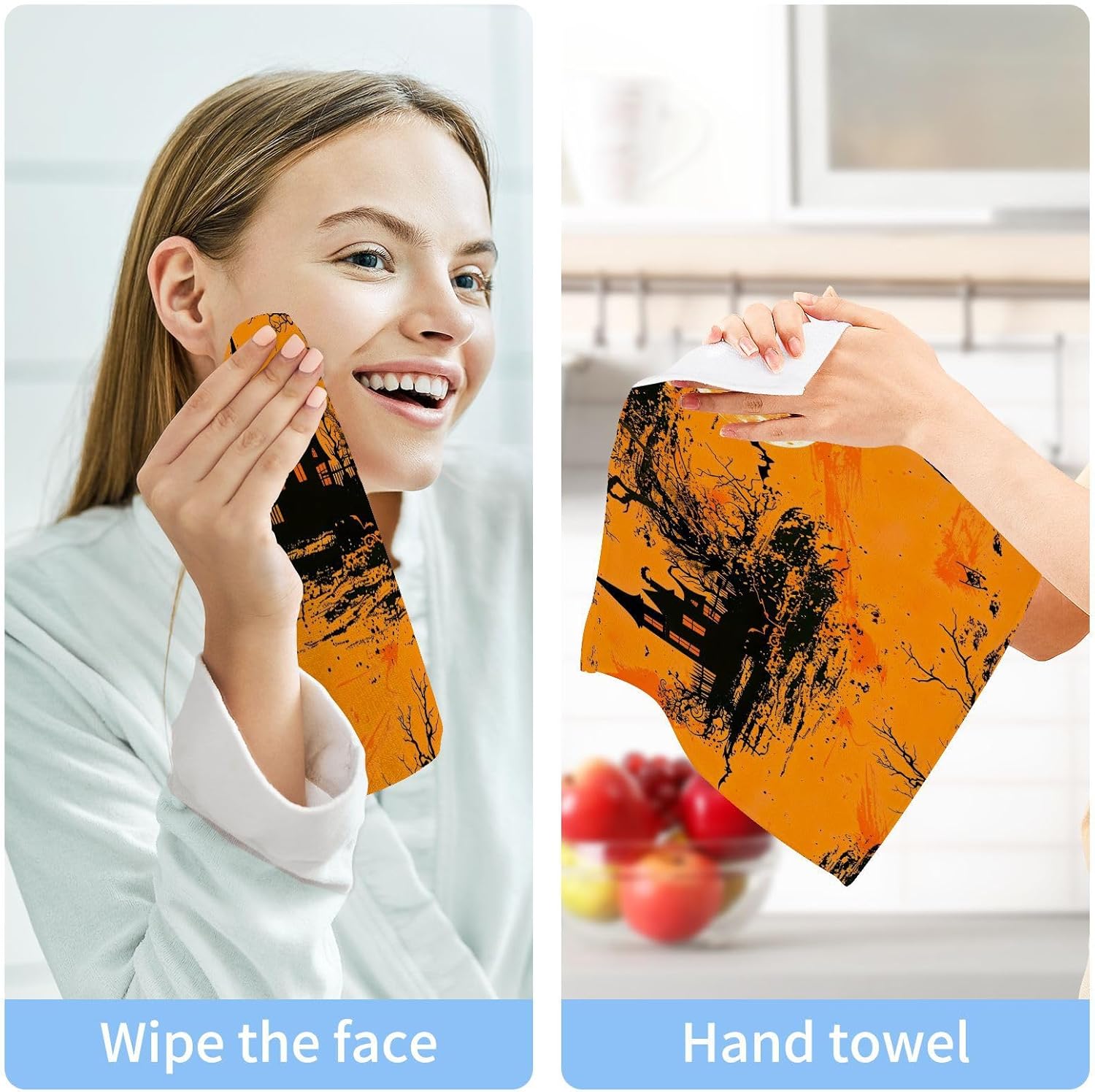 Halloween Castle Washcloth 2-Pack Soft ReusableabsorbentdadrulebirthdayLOVEAdorableHappyHalloweenCastleAwesome