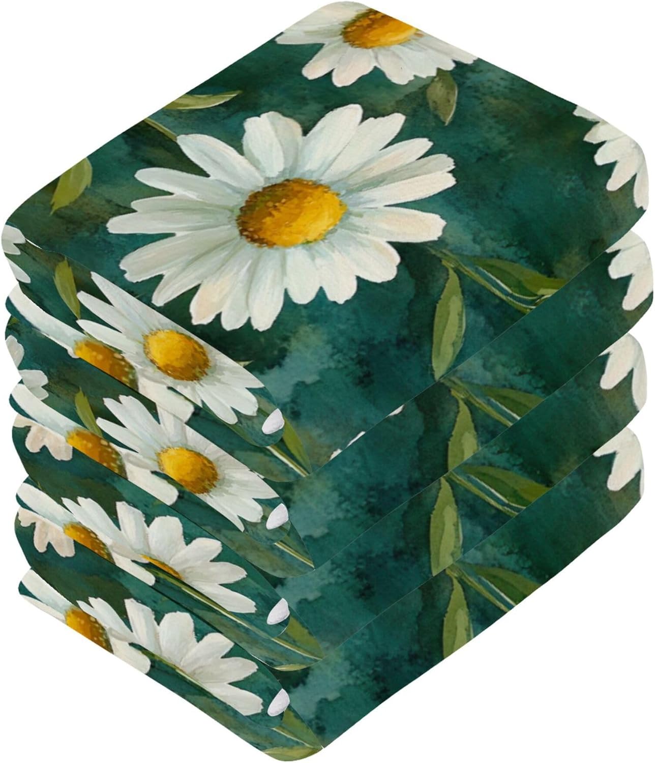 Xigua White Daisies Washcloths Set of 2 12x12 Inch