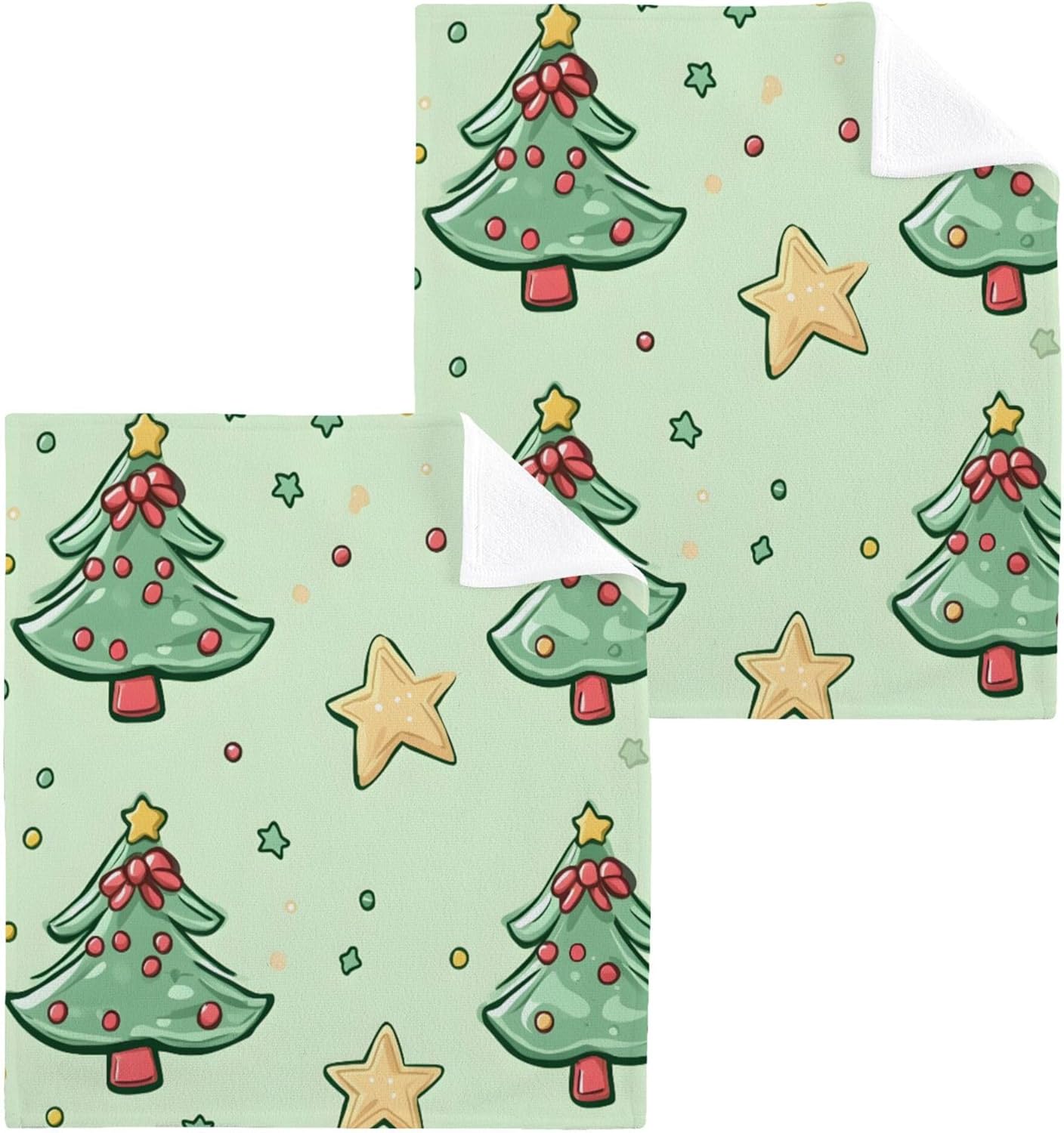 Xigua Christmas Tree Washcloth Set Multi-Functional Eco-Friendly