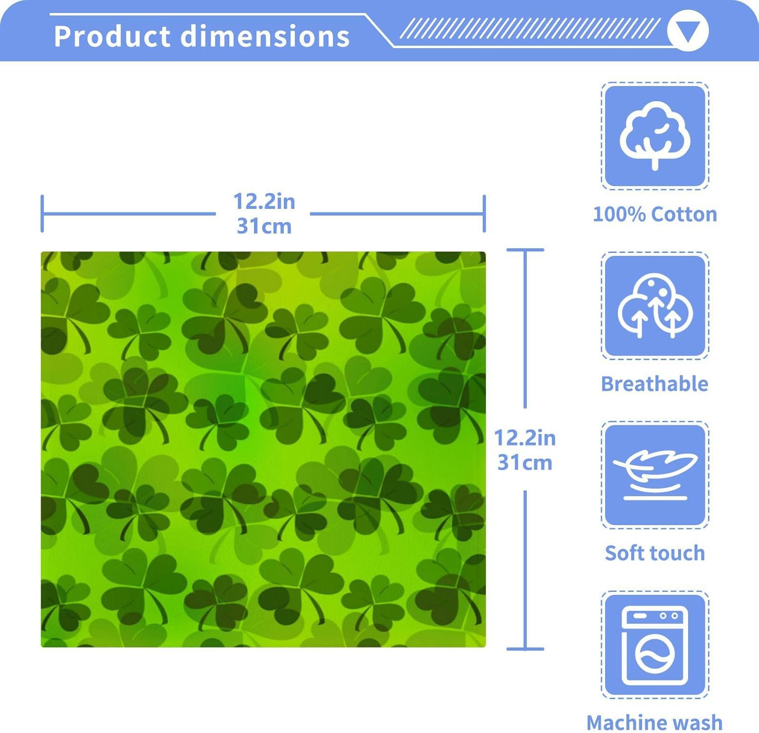 St Patricks Day Clover Washcloth Set for Babies Adults