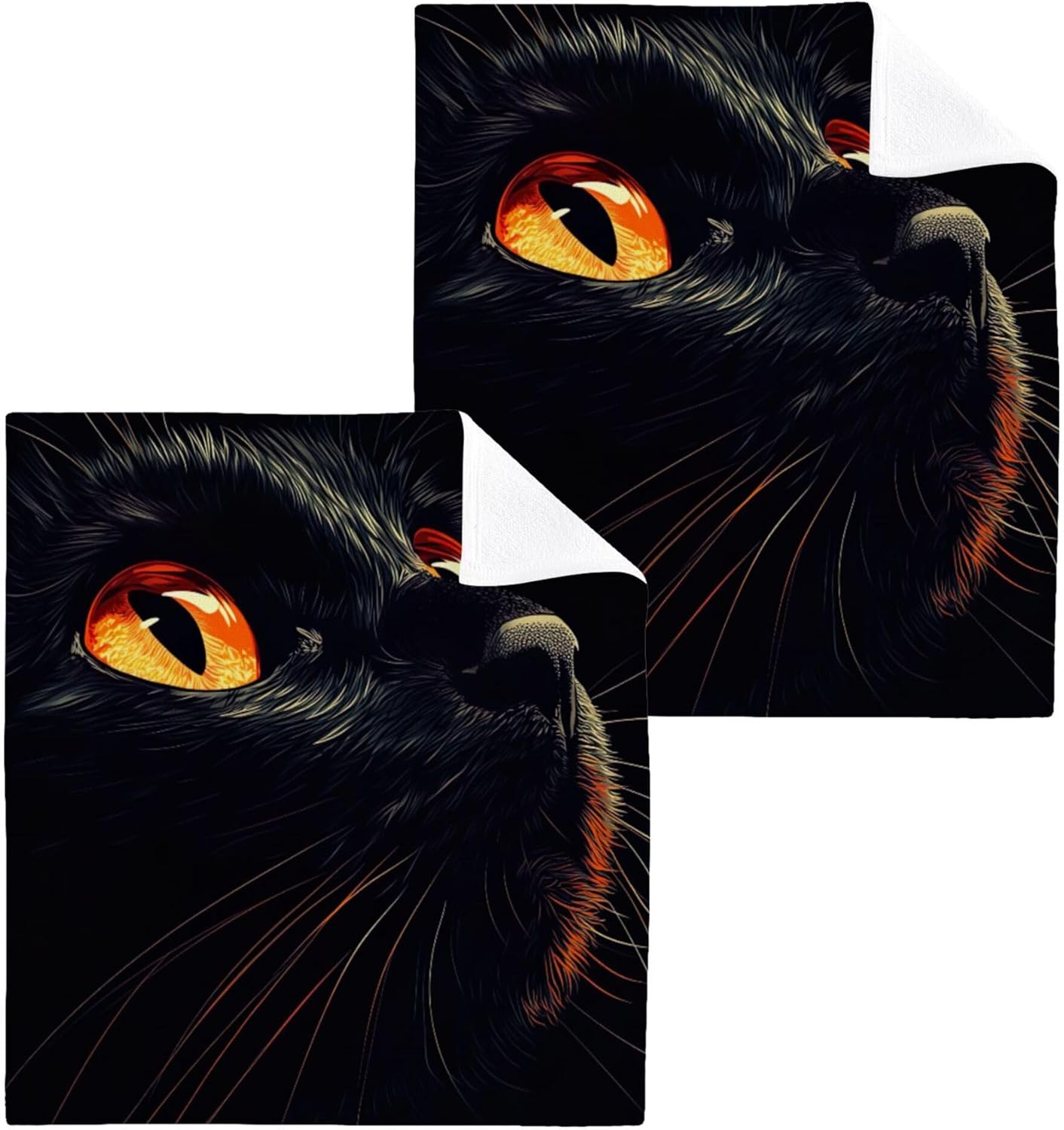 Xigua Black Cat Eyes Washcloth Set