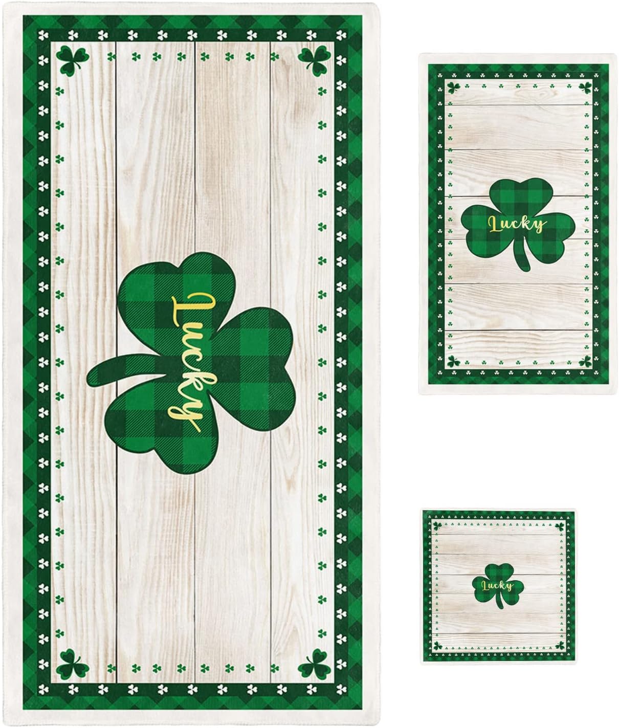 ZOE GARDEN Buffalo Plaid Check Shamrock Bath Towels Set