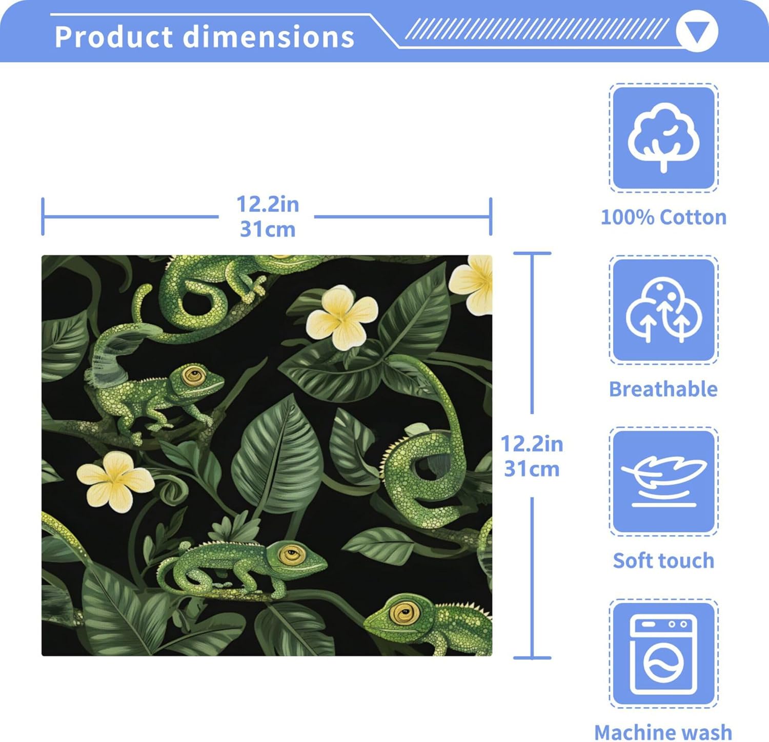 Xigua Green Chameleons multi-purpose washcloths