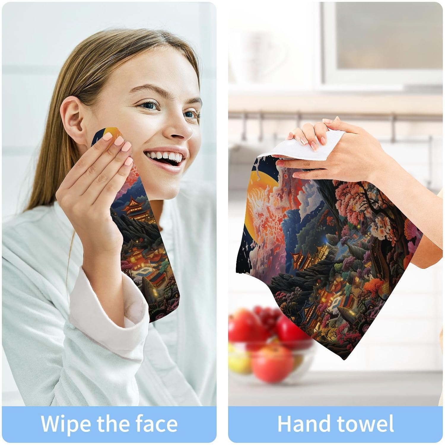 YETTASBIN Ancient Scenery Washcloths 2 Pack Soft Absorbent Cotton Baby Face Towels
