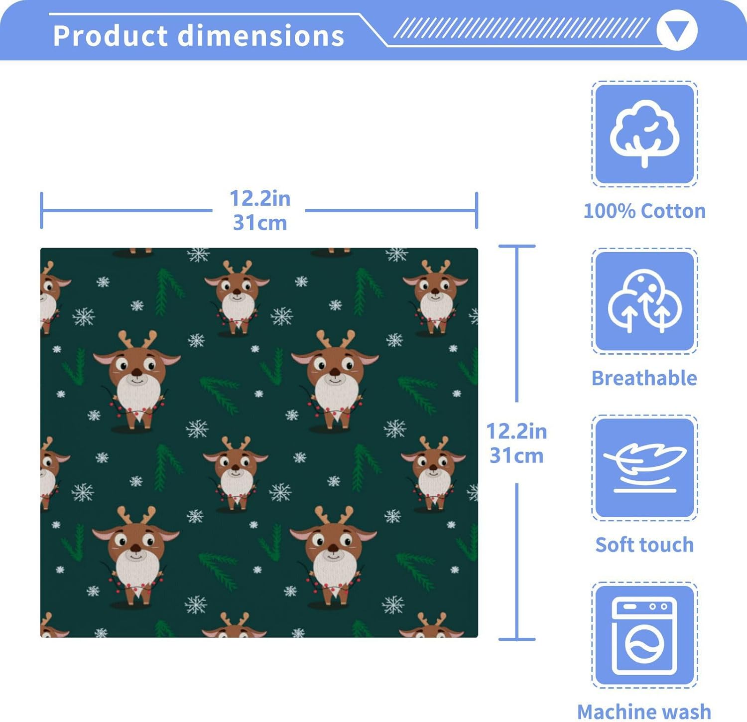 HOLIDAY REINDEER WAVY Washcloths