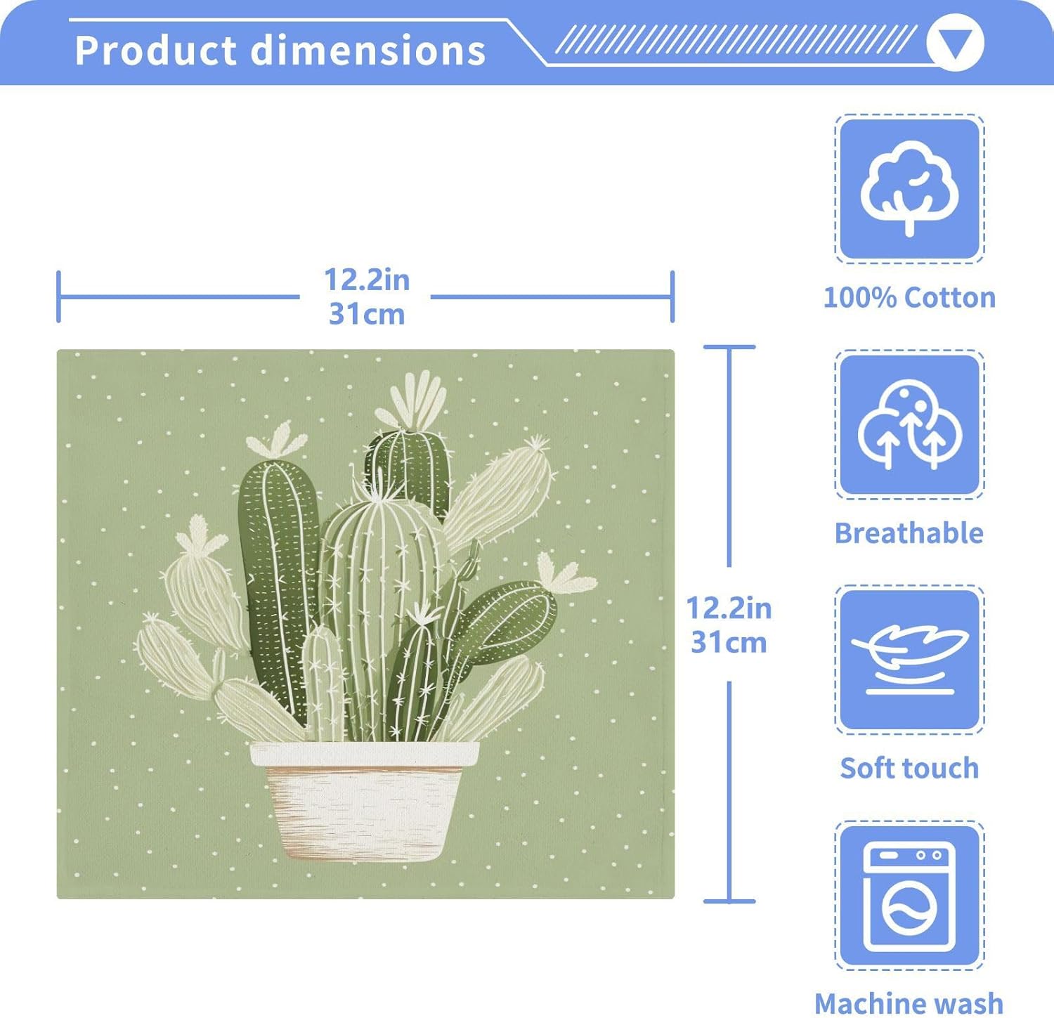 Cactus Washcloth 2-Pack SoftReusable Cotton Face Towels