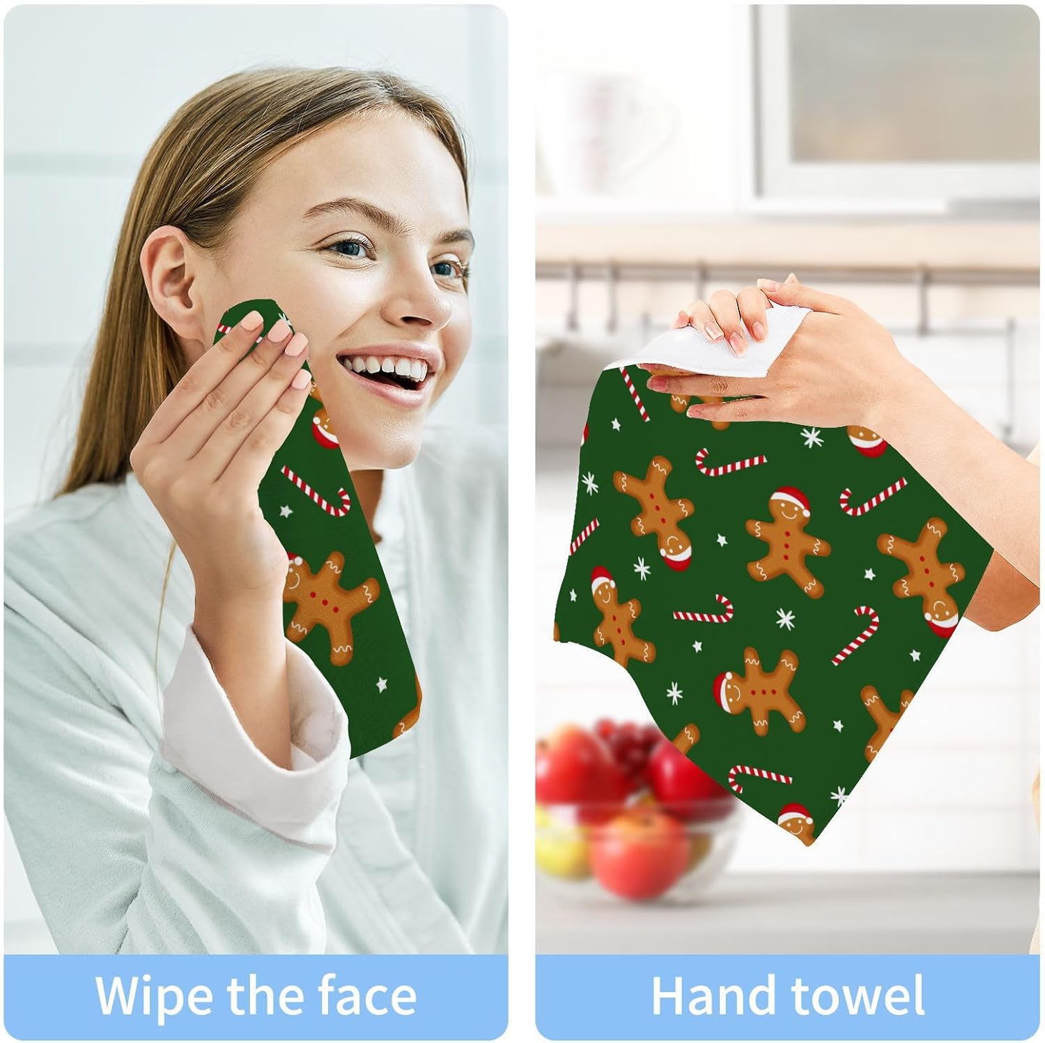Christmas gingerbread man washcloth 2-pack
