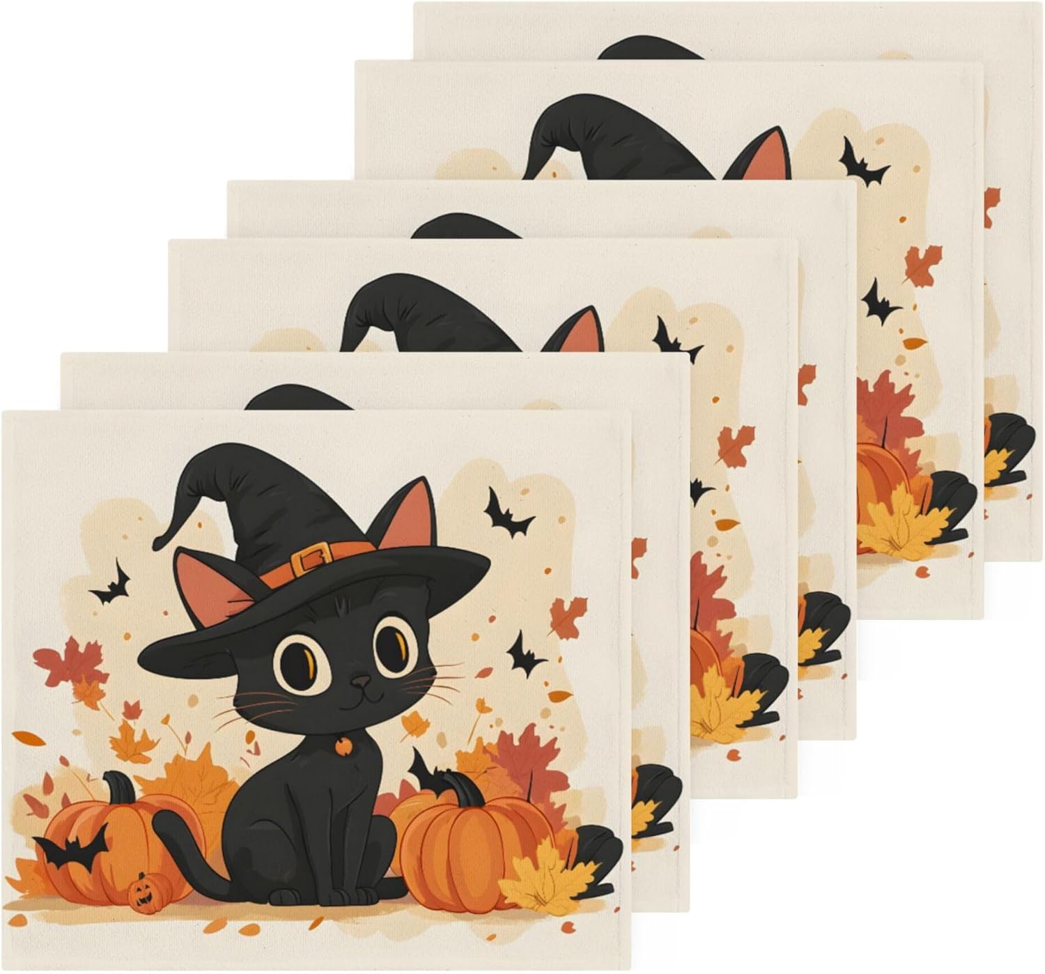 Xigua Cute Black Cat Washcloths Set of 2 12x12 Inch