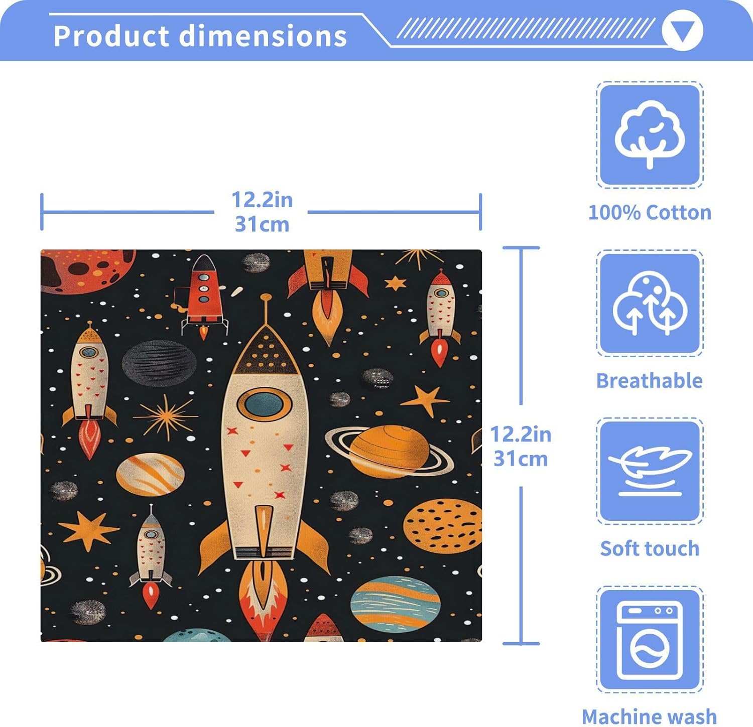 Yet Rocket Wash Cloths for Kids Soft Reusable Washable Face Towels