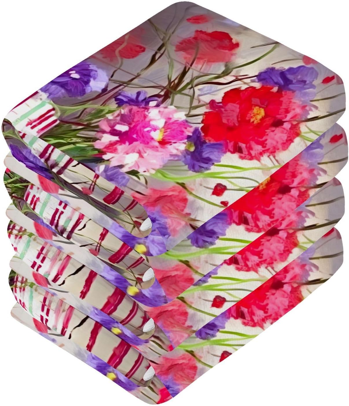 Red Flower Face Towels