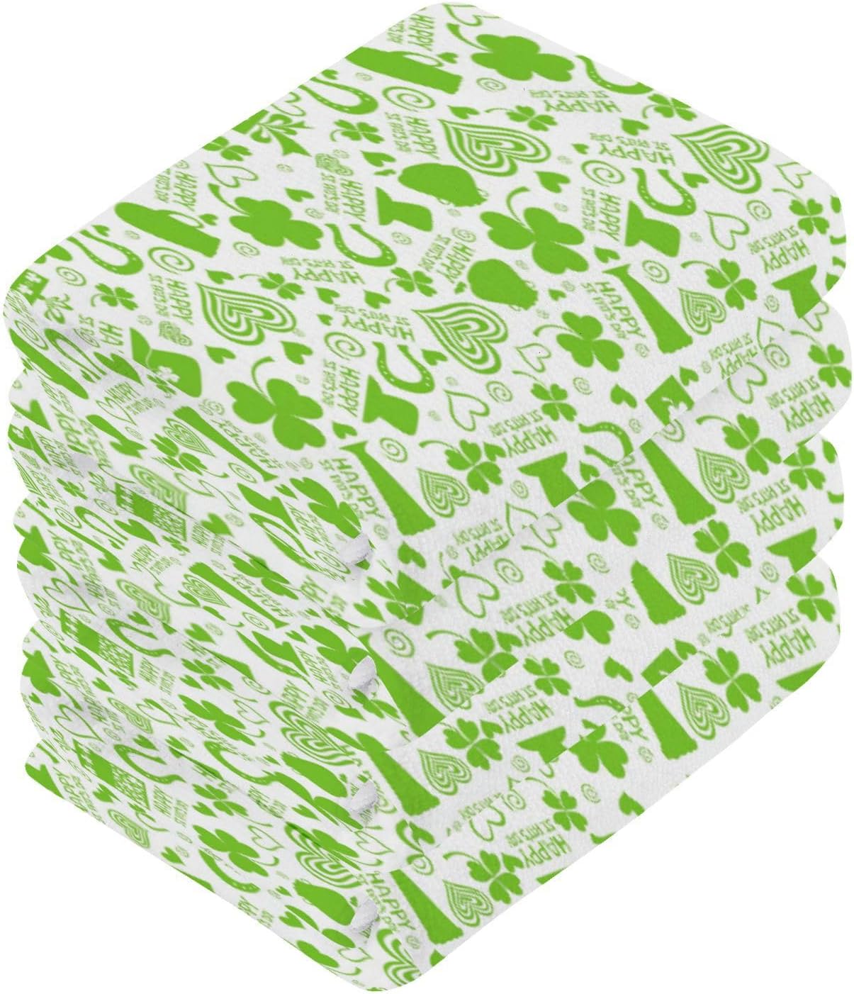 St Patricks Day Clover Washcloths Soft AbsorbentReusable Towels for Baby Adults