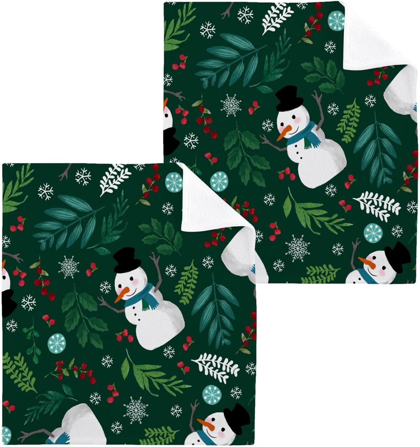 Xigua Christmas Snowman Washcloths Set of 2 - 12x12 Inch