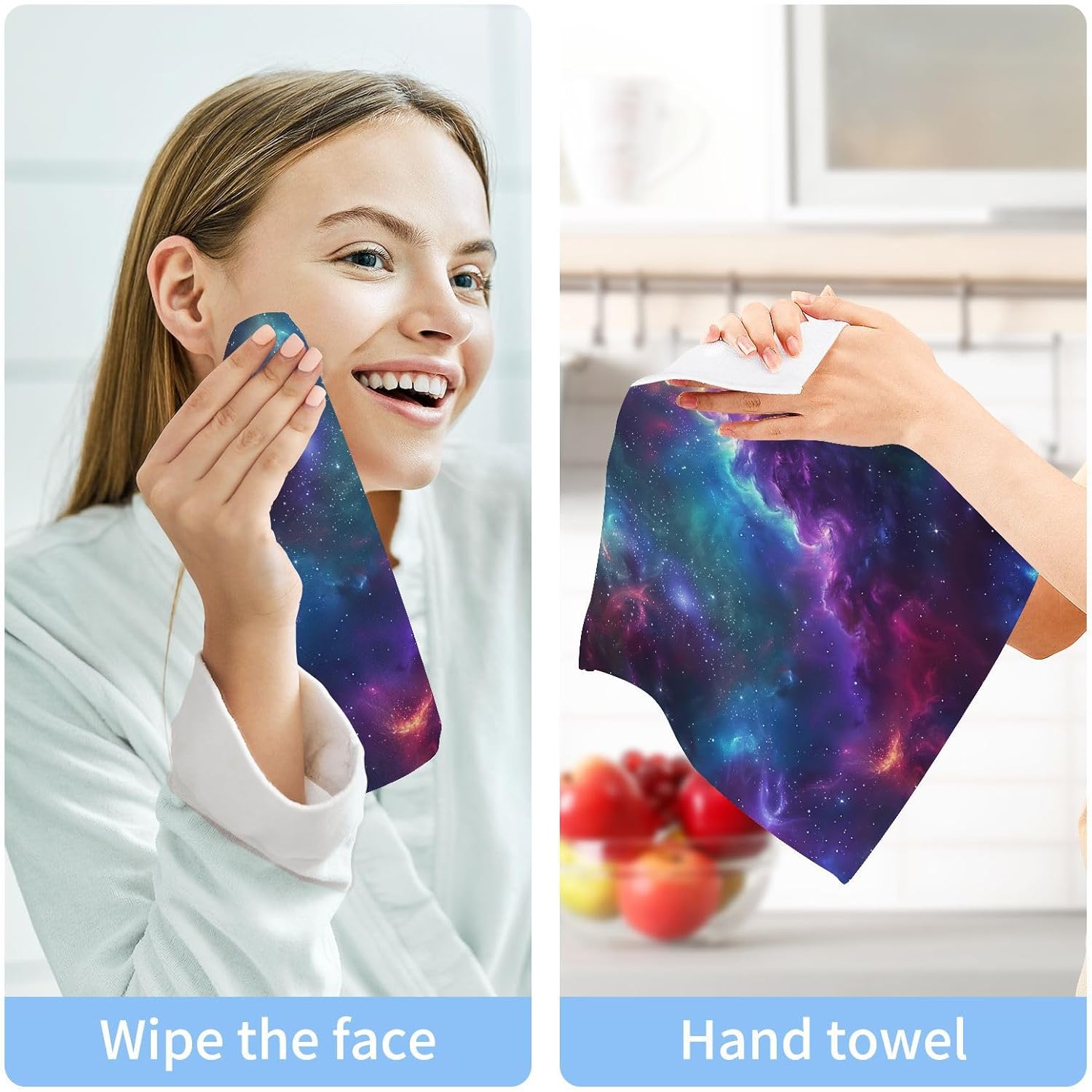 YETTASBIN Galaxy Washcloths 2 Pack Soft Absorbent Towels