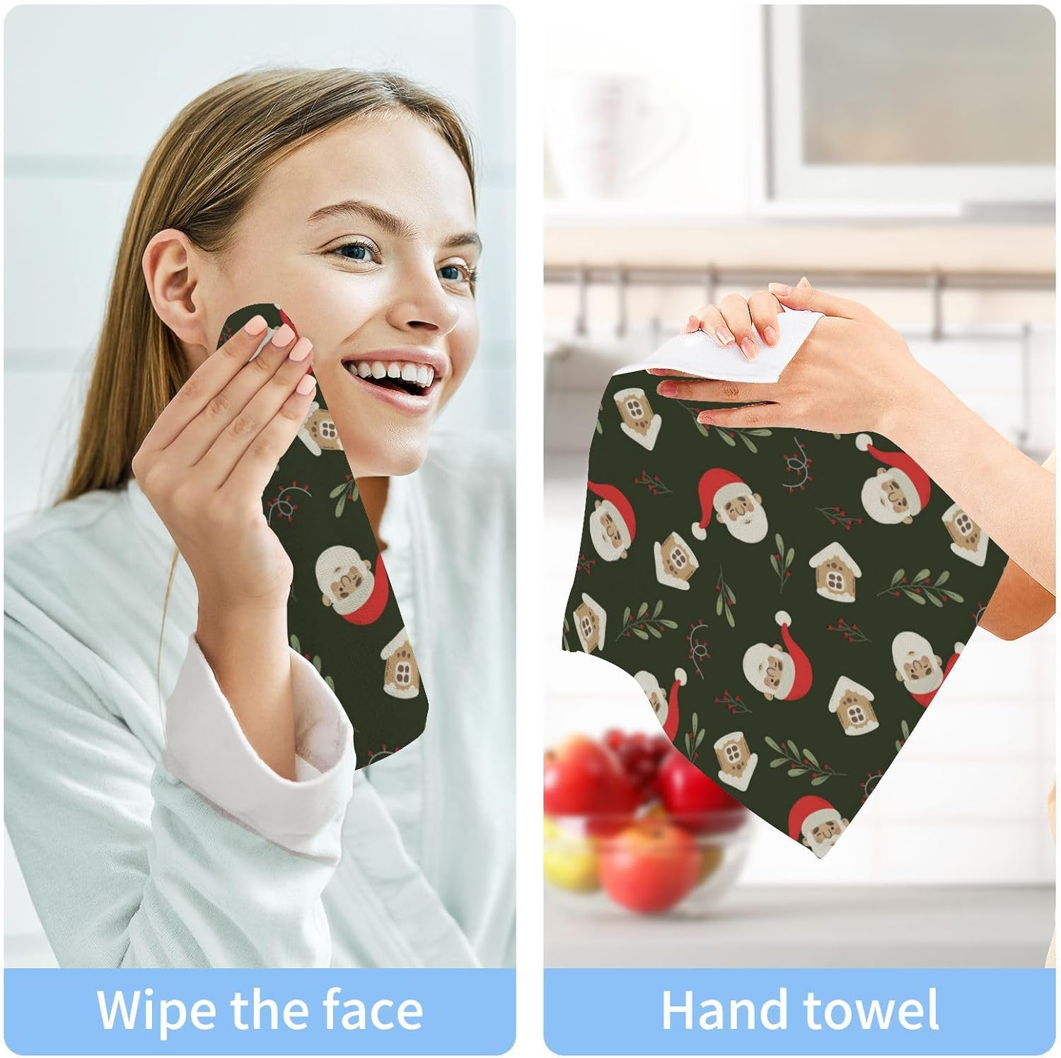 Reusable Soft Christmas Santa Washcloth for Kids Washable